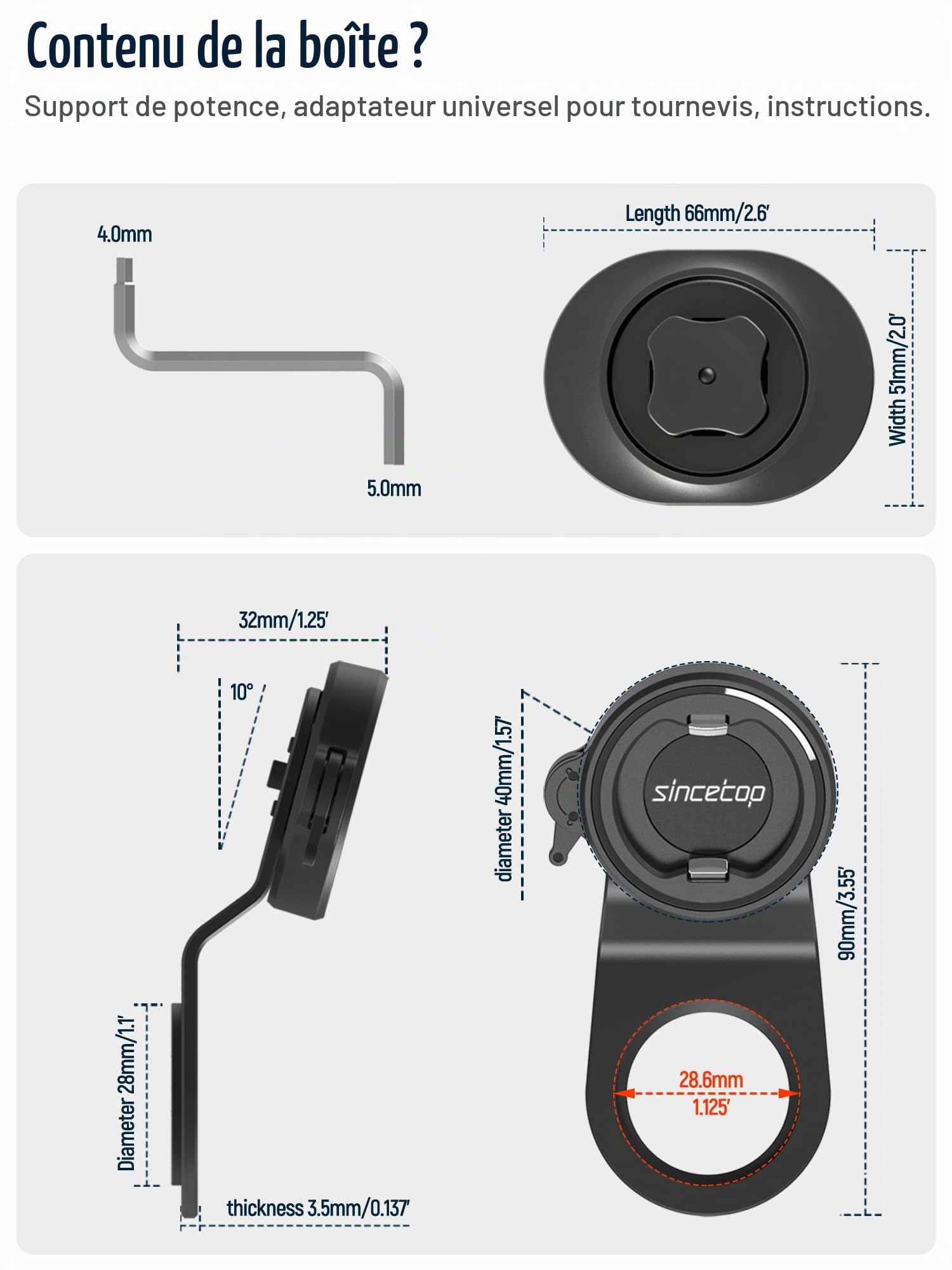 sincetop Support Telephone Velo, Porte Smartphone Vélo pour Guidon et Potence de vélo de Montagne, Fixation/Détachement Rapide pour VTT/Vélo de Route【Sér. C-1re gén.】