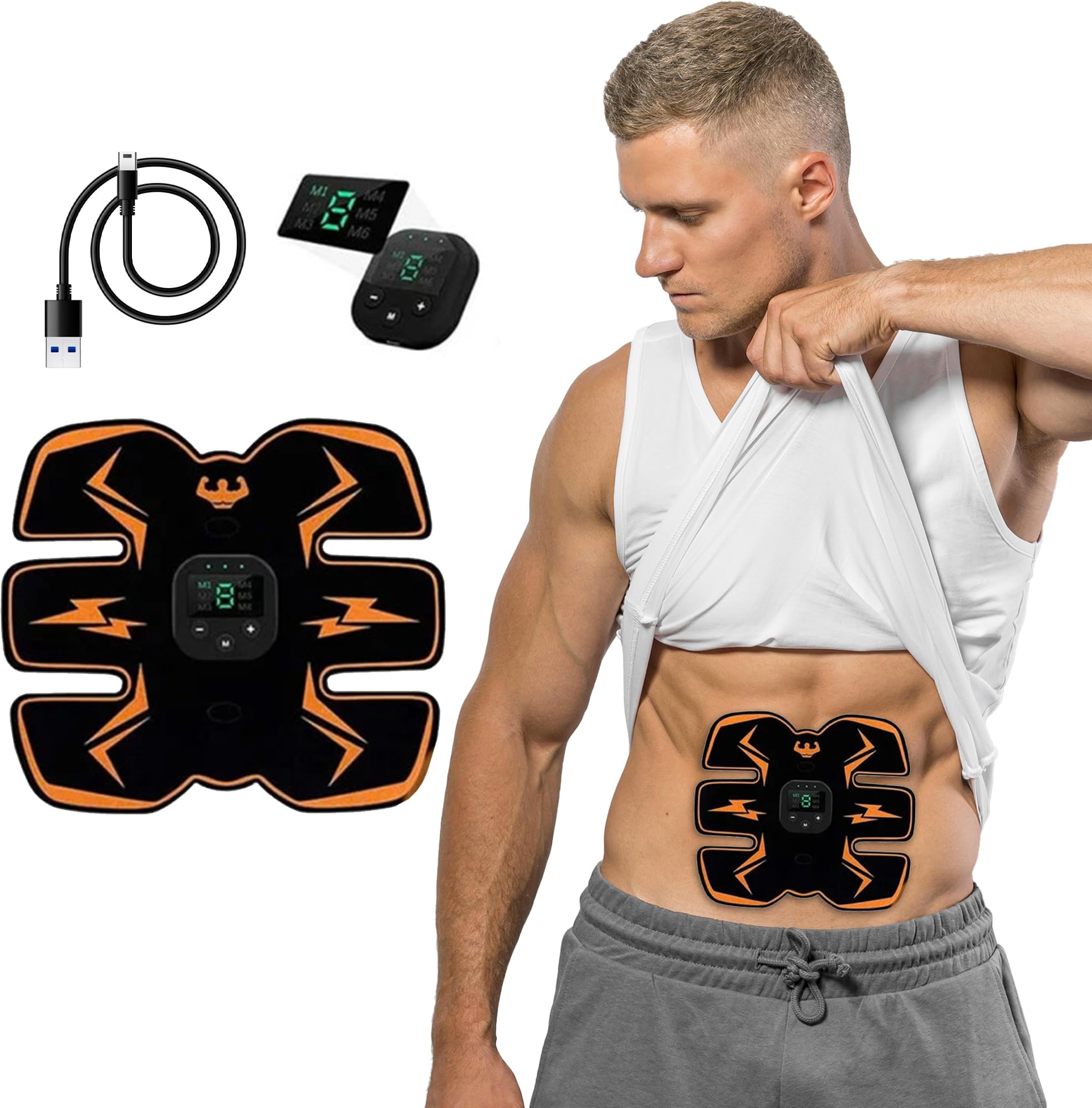 TonicGymPro Wearable Core Exerciser Pad Rechargeable Fitness Training Pad for Abdominal & Glute Conditioning – Adjustable Level Settings, 20-Min Auto Session, Portable Home Workout Device