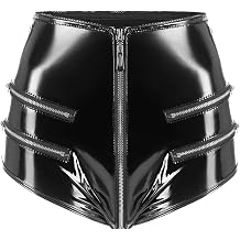 Sensational High Gloss Patent Leather Open Crotch Body Shaping Shorts For Women Adult Use