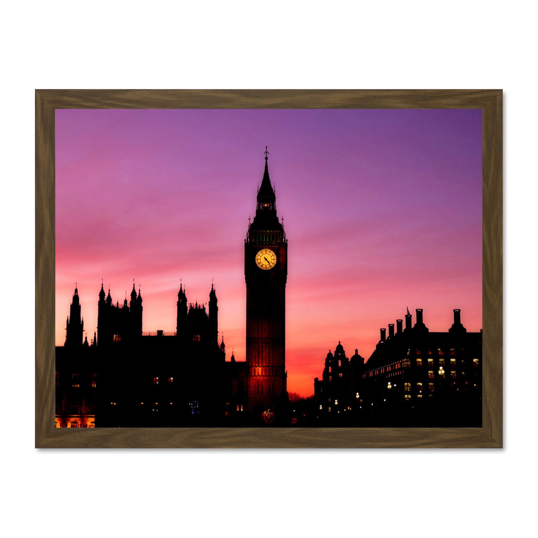 Big Ben Clock London Large Framed Art Print Poster Wall Decor 18x24 inch