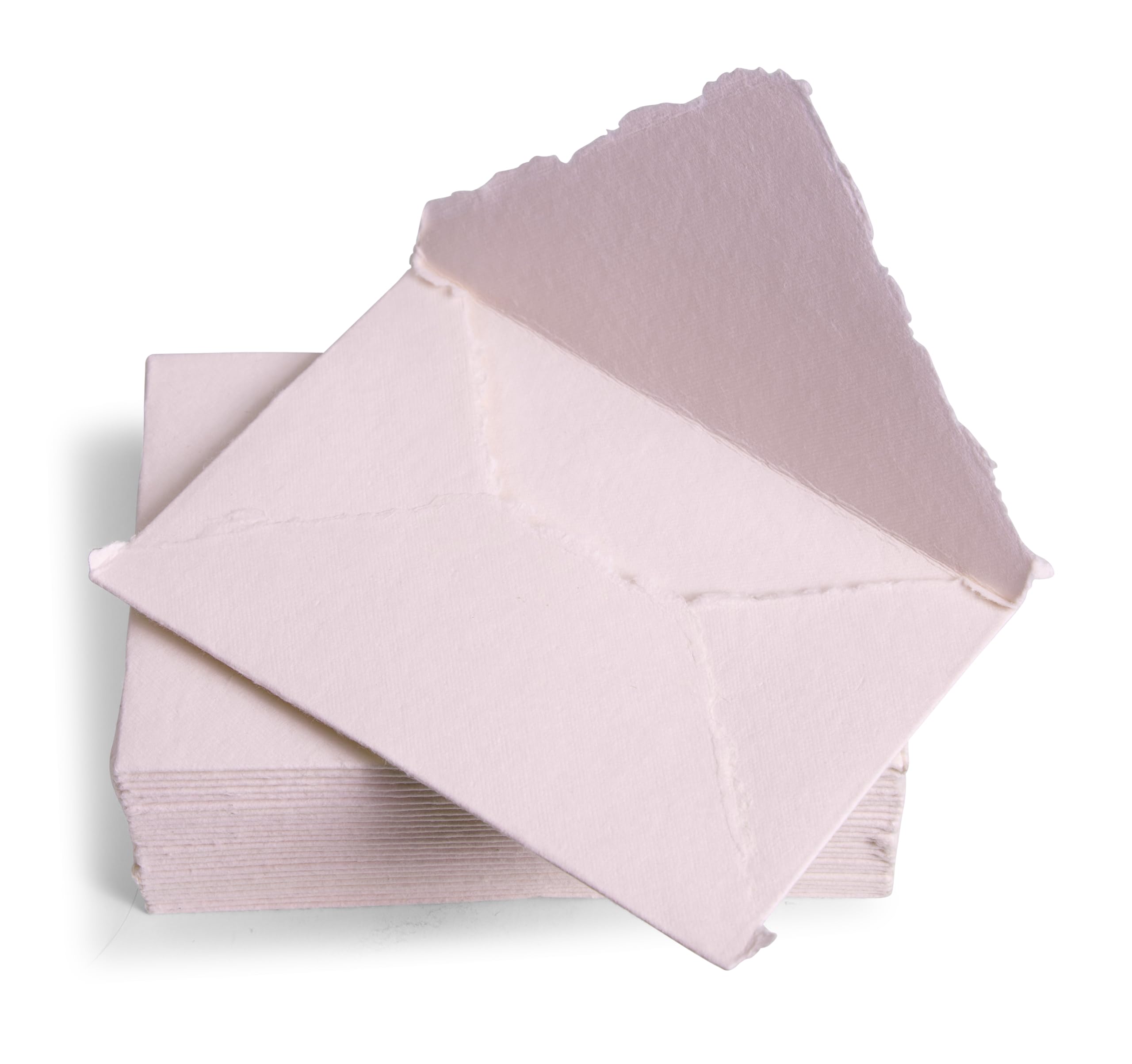 Enveloppe rose fait main Wanderings 13x18cm bords frangés lot de 25 pour invitations de mariage