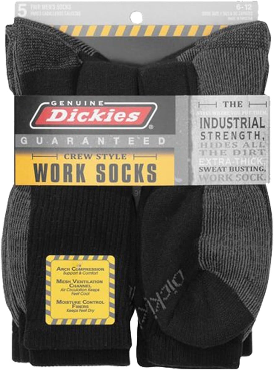 Genuine Mens 5-Pair Crew Work Socks