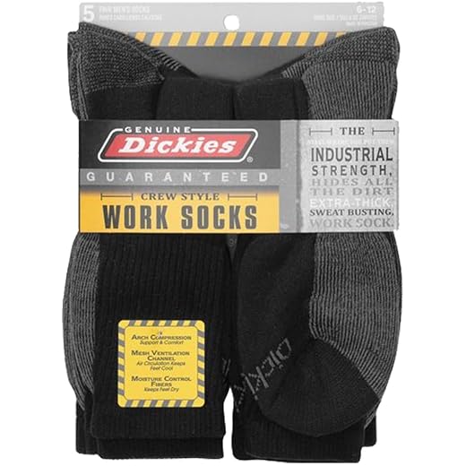 Dickies Genuine Mens 5-Pair Crew Work Socks