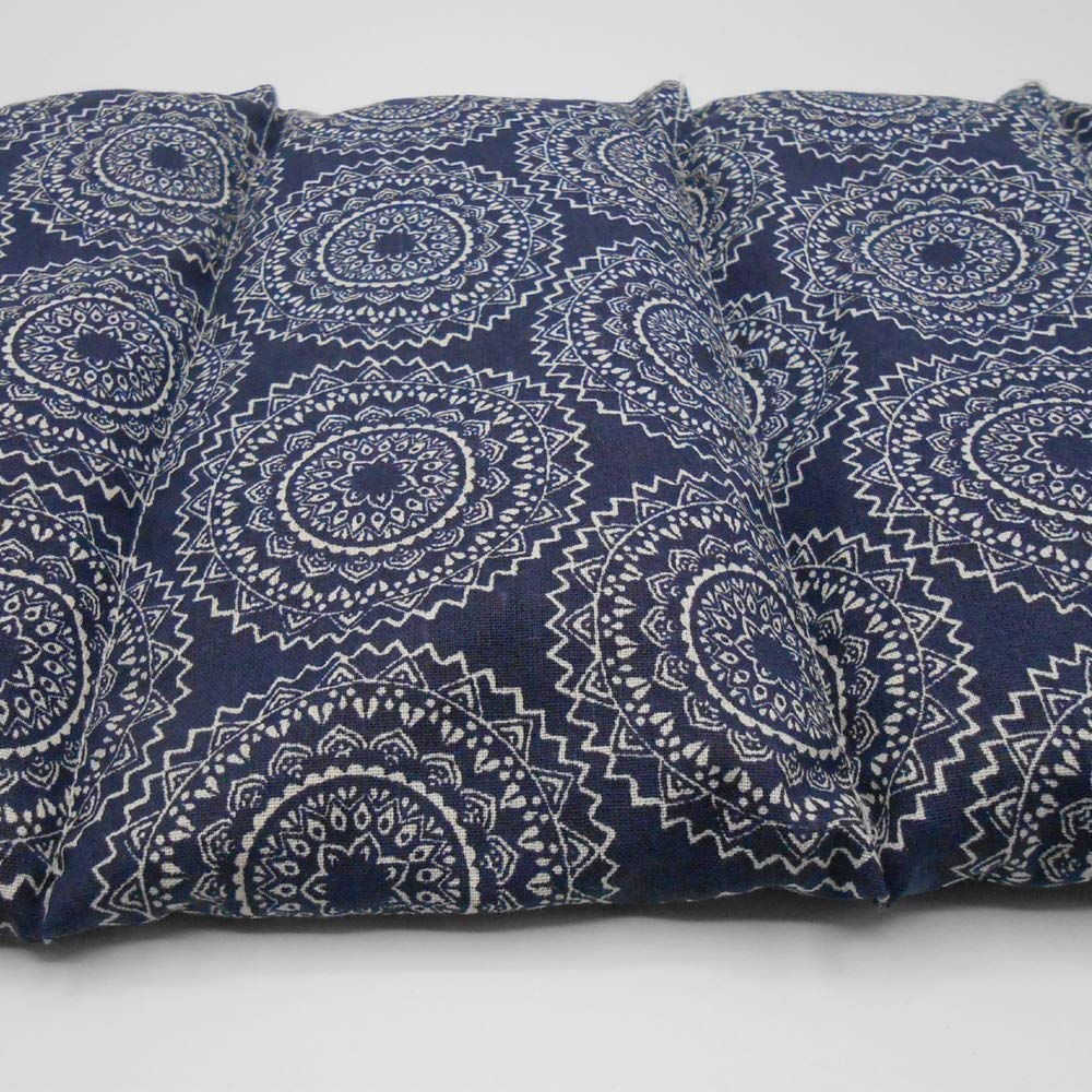 Coussin chauffant "MANDALAS - BLUE" (XL), coussin noyaux cerises, bouillotte noyau de cerise, coussin chauffant micro onde, poche froid et chaleur, 50x20cm, 800gr