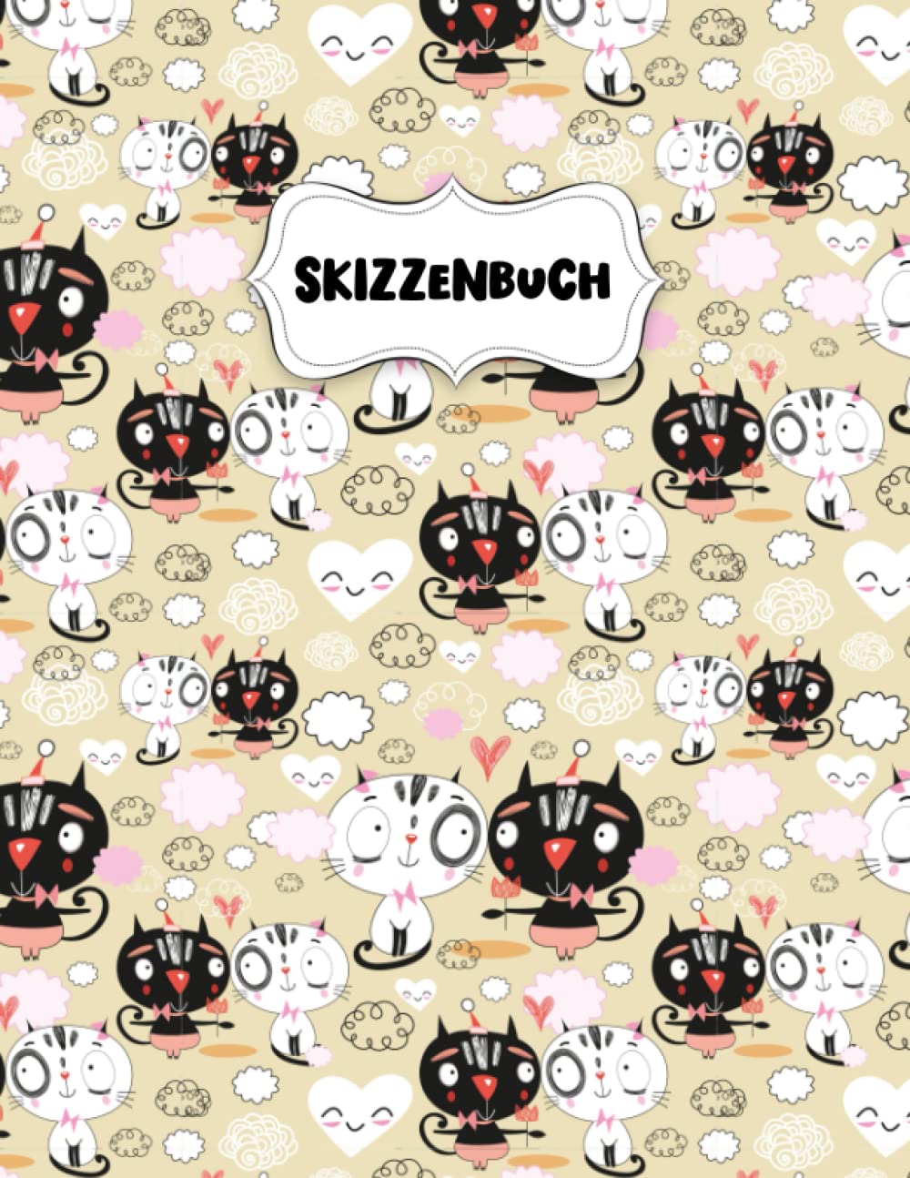 Skizzenbuch: Liebenswerte Katzenfreunde Zeichenblock A4 für Kinder: Blanko Zeichenmappe A4 Zeichen Block (German Edition)