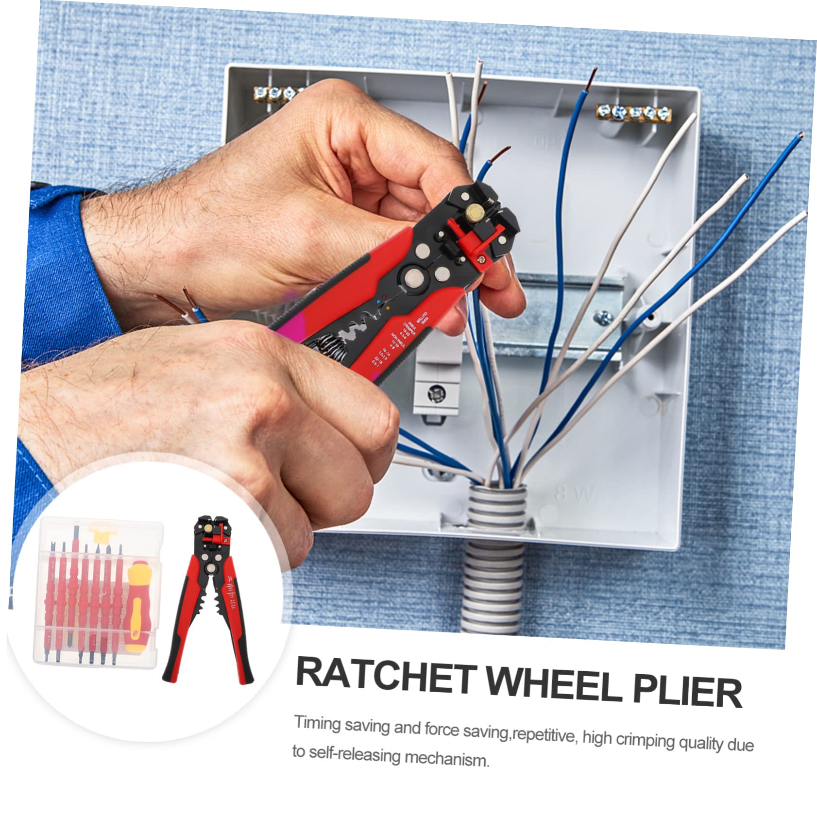 Gatuida Kits De Destornilladores Para Electricistas Aislados y Crimpadora De Terminales De Cable Certificados, Multifuncionales y Ergonómicos Para Trabajos Eléctricos, Set De 9 Piezas