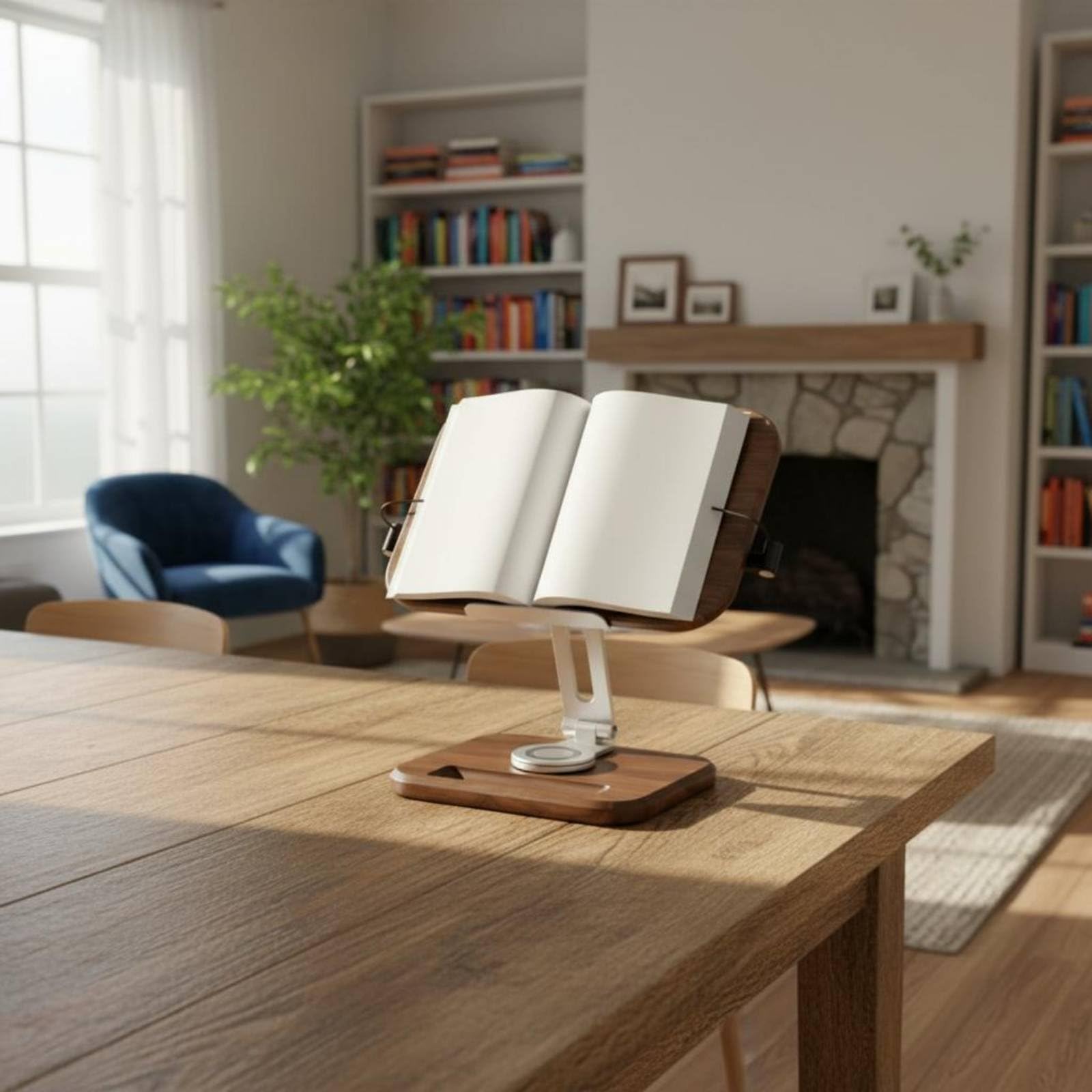B Baosity Atril de Lectura Soporte de Libros Plegable con Brazo Regulable y Base Giratoria de Aluminio y Adecuado para Escritorio Lectura Diaria Oficina Hogar