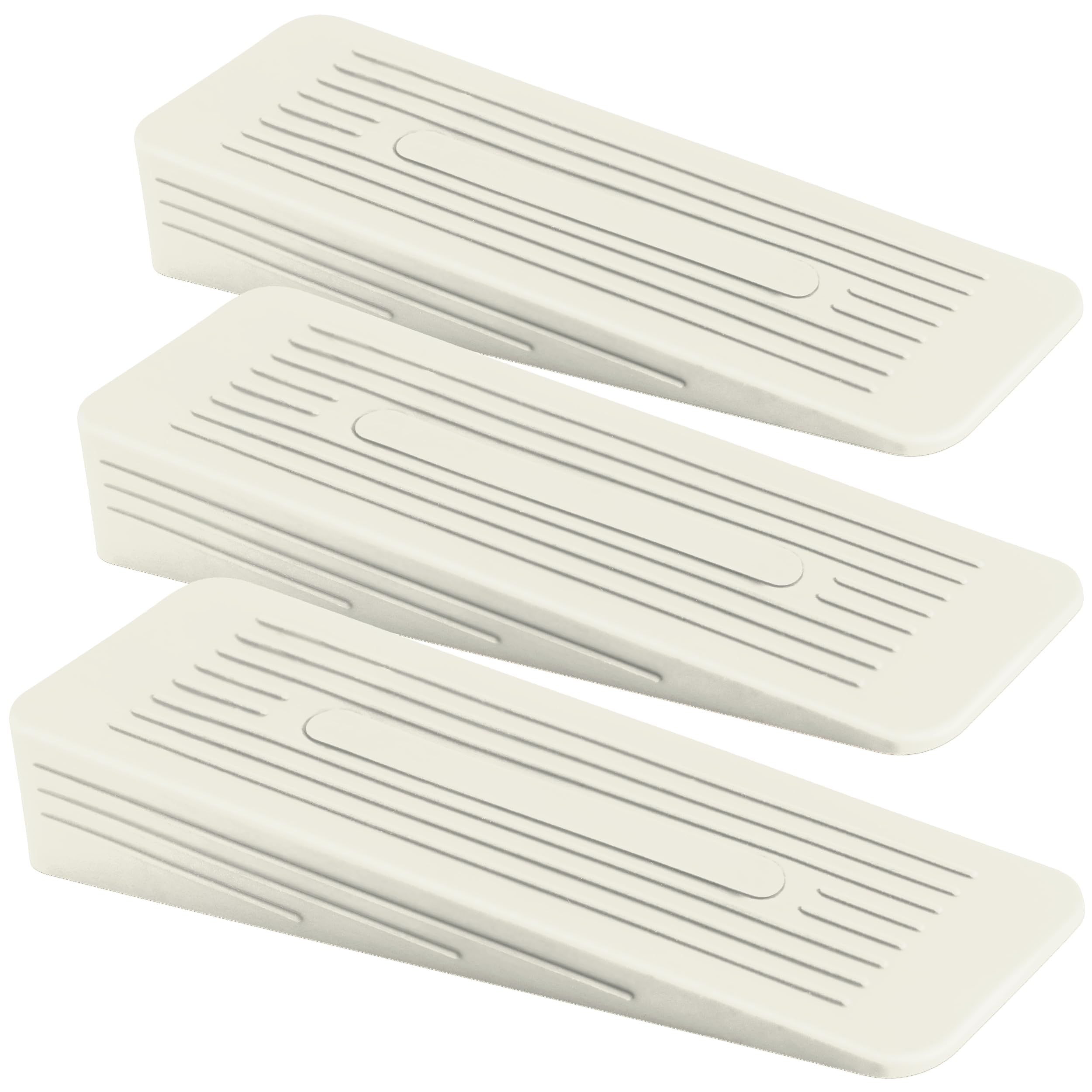 Pack of 3 Door Stoppers for Floor Anti-Skid, Durable, and Heavy Duty Rubber Door Stops | Ideal for All Types of Surfaces |Cream Door Wedges Indoors