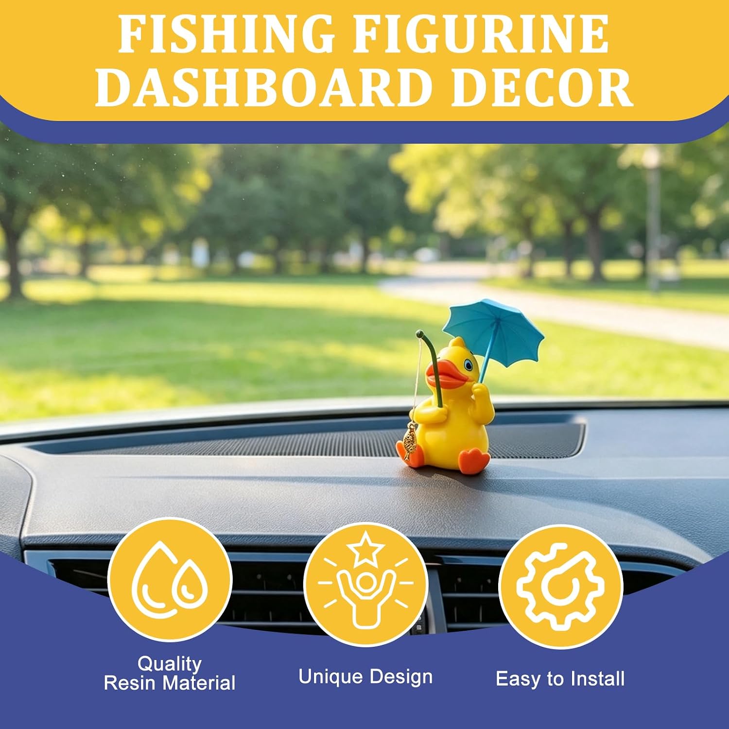 Rislobx Fishing Duck Car Dashboard Decorations image 2
