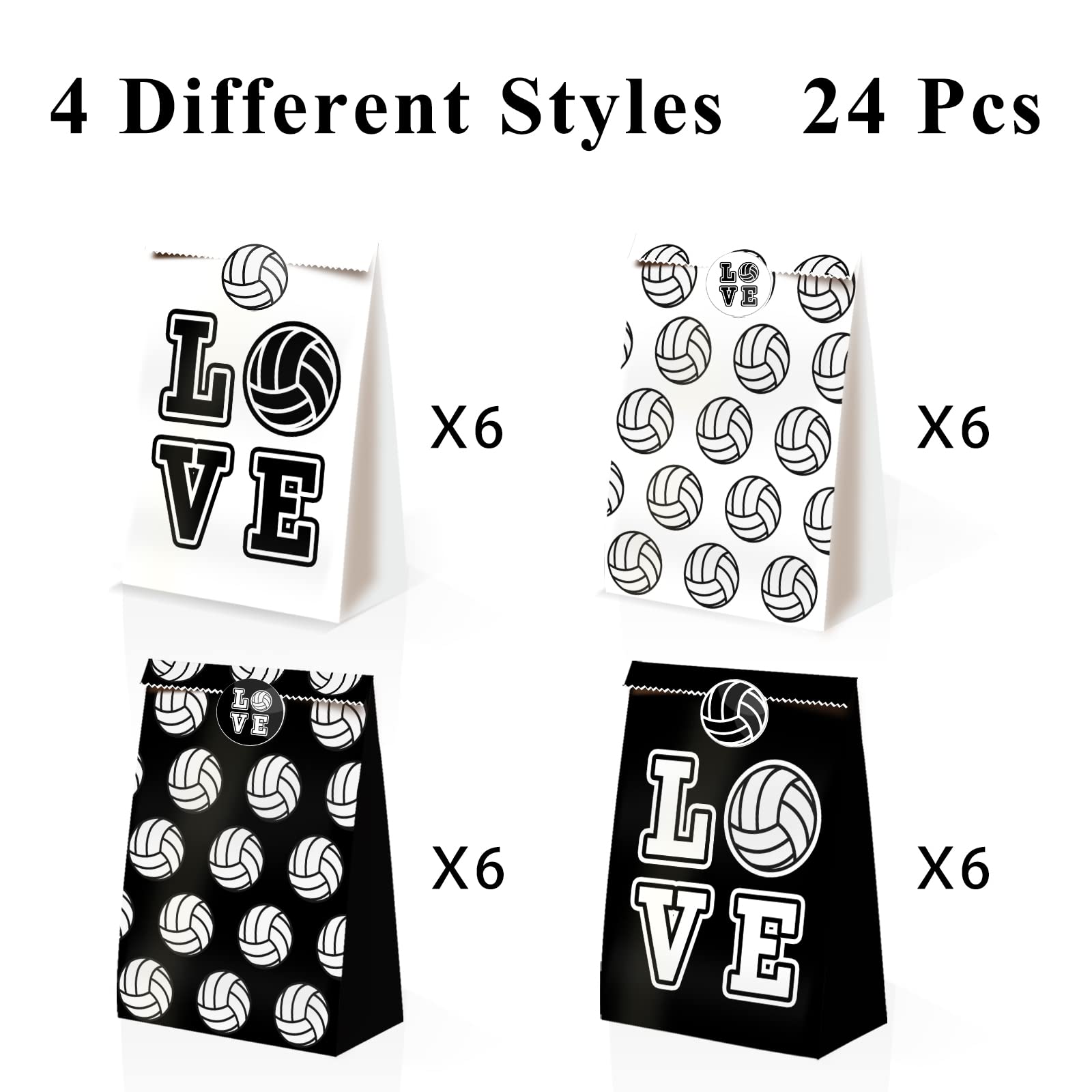 24pcs Volleyball Theme Party Supplies - Girls Volleyball Gift Bags with Decorations & Candy Bags
