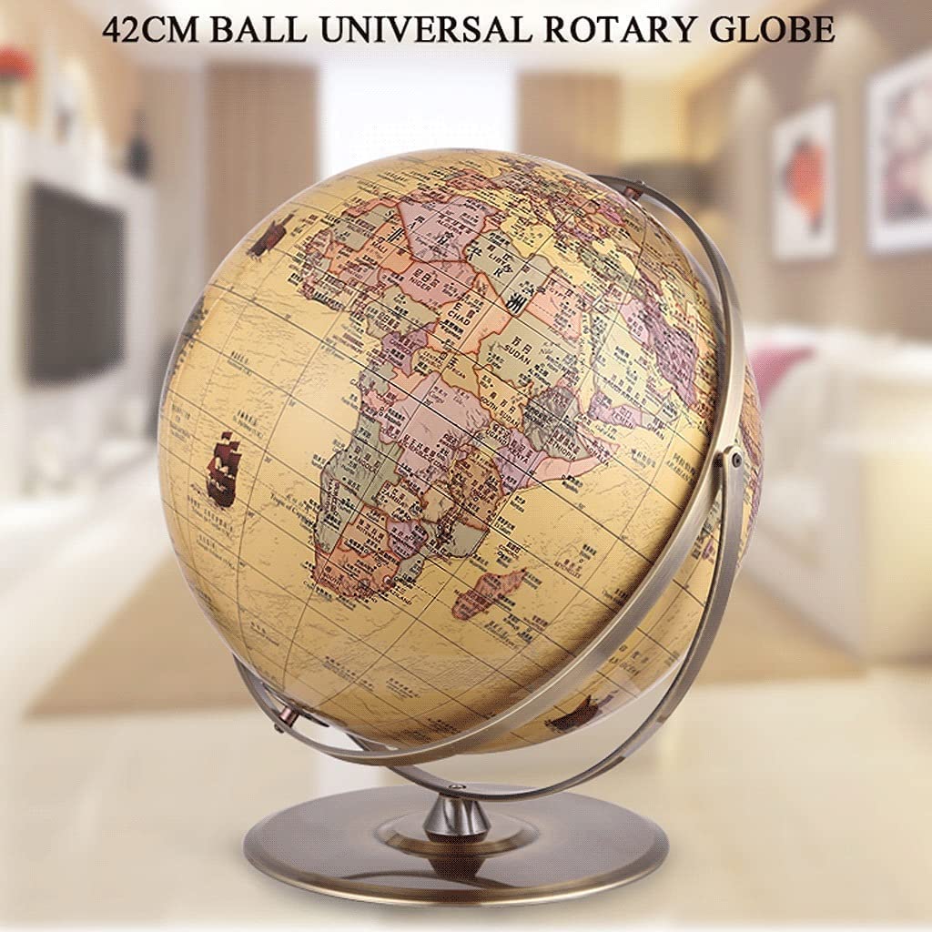 OLOTU Educativa Globo Grande mappamondo Vintage con Sfera in Acciaio Inossidabile e Base Moderna mappamondo Antico del Mondo per la Scuola, la casa e L'Ufficio Girevole Mappamondo