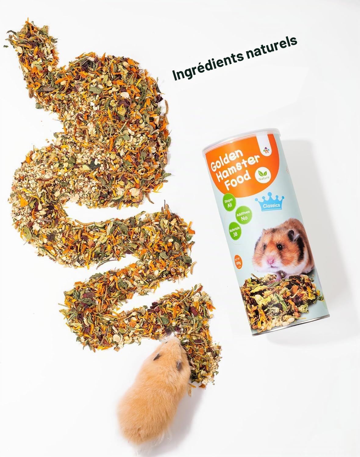Niteangel Friandises et Nourriture pour Hamsters - Friandise Naturelle pour Hamsters Nains, Hamsters Syriens, Hamsters Robo, Gerbilles, Souris (Classics Golden Food)