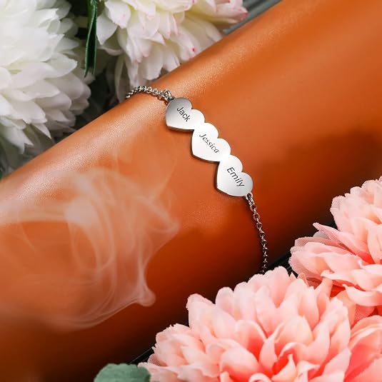 Personalisiertes Armband Mit 2–5 Gravierten Namen – Verstellbares Bettelarmband Aus 316L Edelstahl, Für Freundin/Mutter