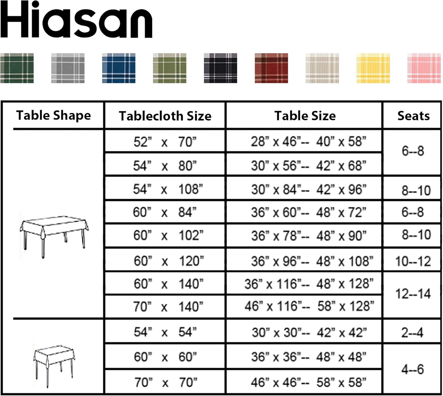 Hiasan 60 x 120 Inch Checkered Tablecloth Rectangle - Waterproof, Wrinkle Resistant and Washable Buffalo Plaid Table Cloth, Gingham Table Covers for Picnic Dinner Kitchen Birthday Party, Khaki