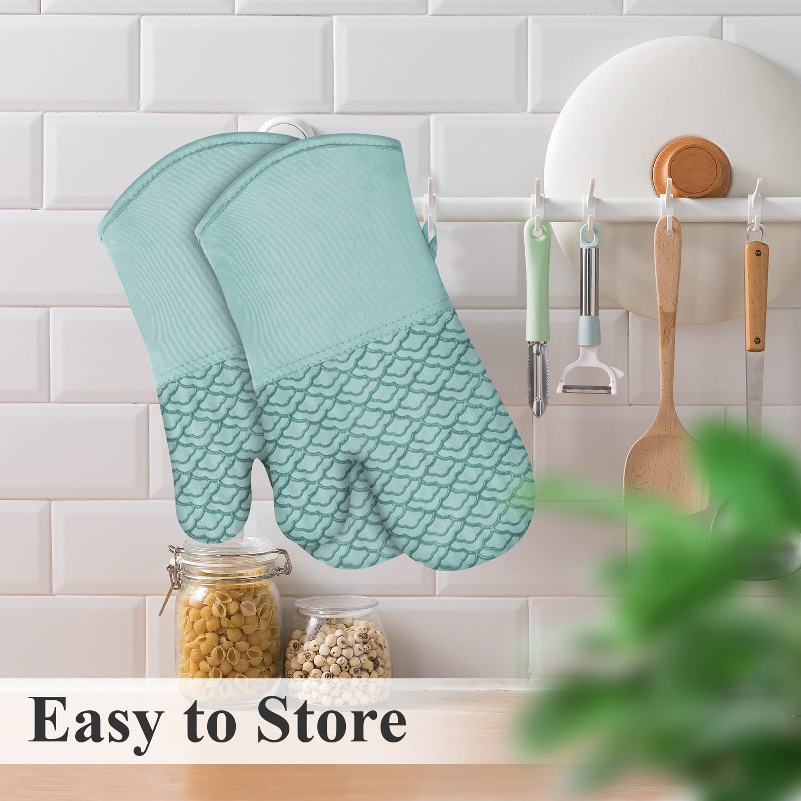 Gants De Cuisine Résistants à La Chaleur BIVGOCLS-Gants De Four Anti-Chaleur Résistant 500 °C-avec Silicone Meilleures Gants Pour Four