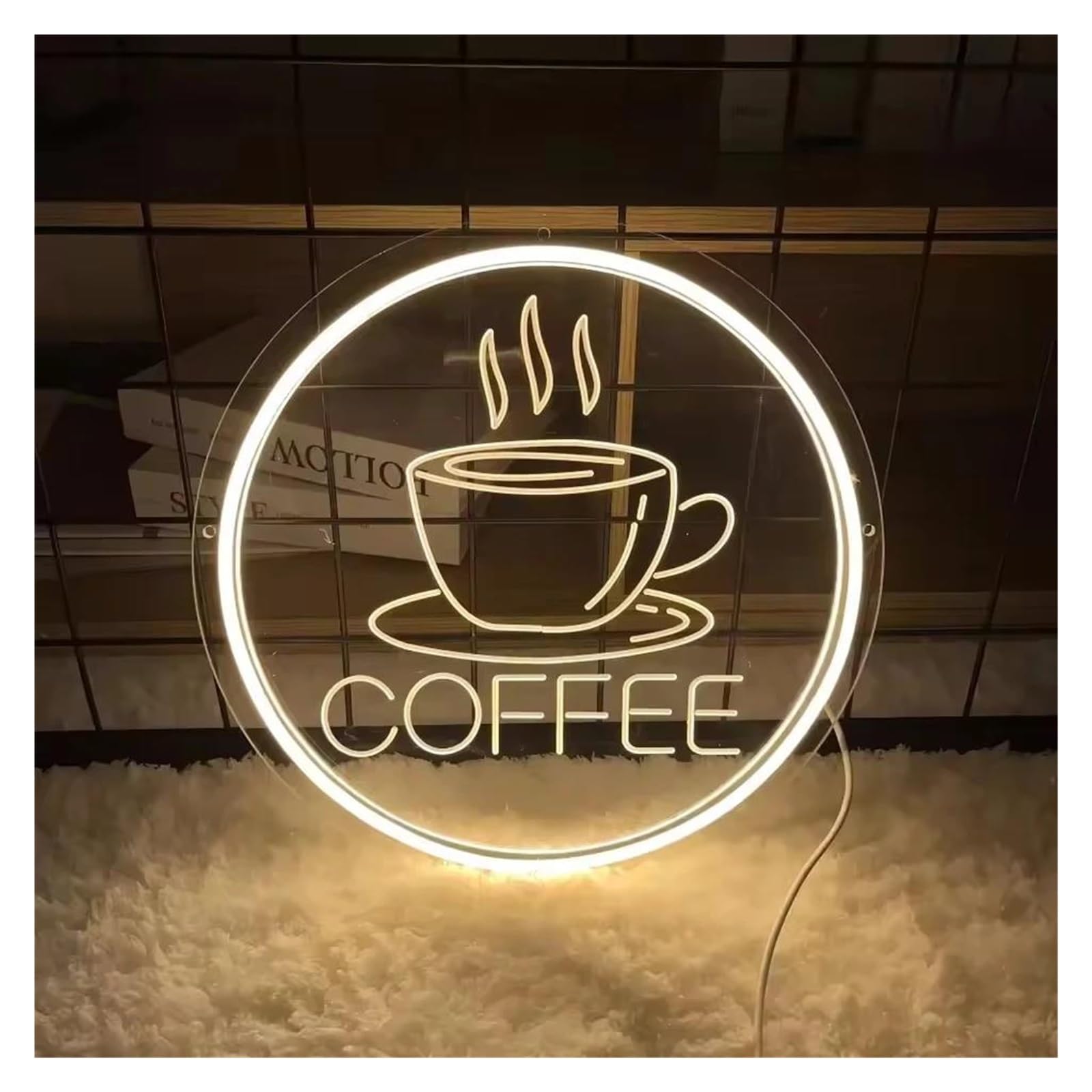 SHOUXI Sign Lamp Coffee Neon Sign for Cafeteria Restaurant Luminous Business Signs Home Wall Decorations Lights(30x30cm)
