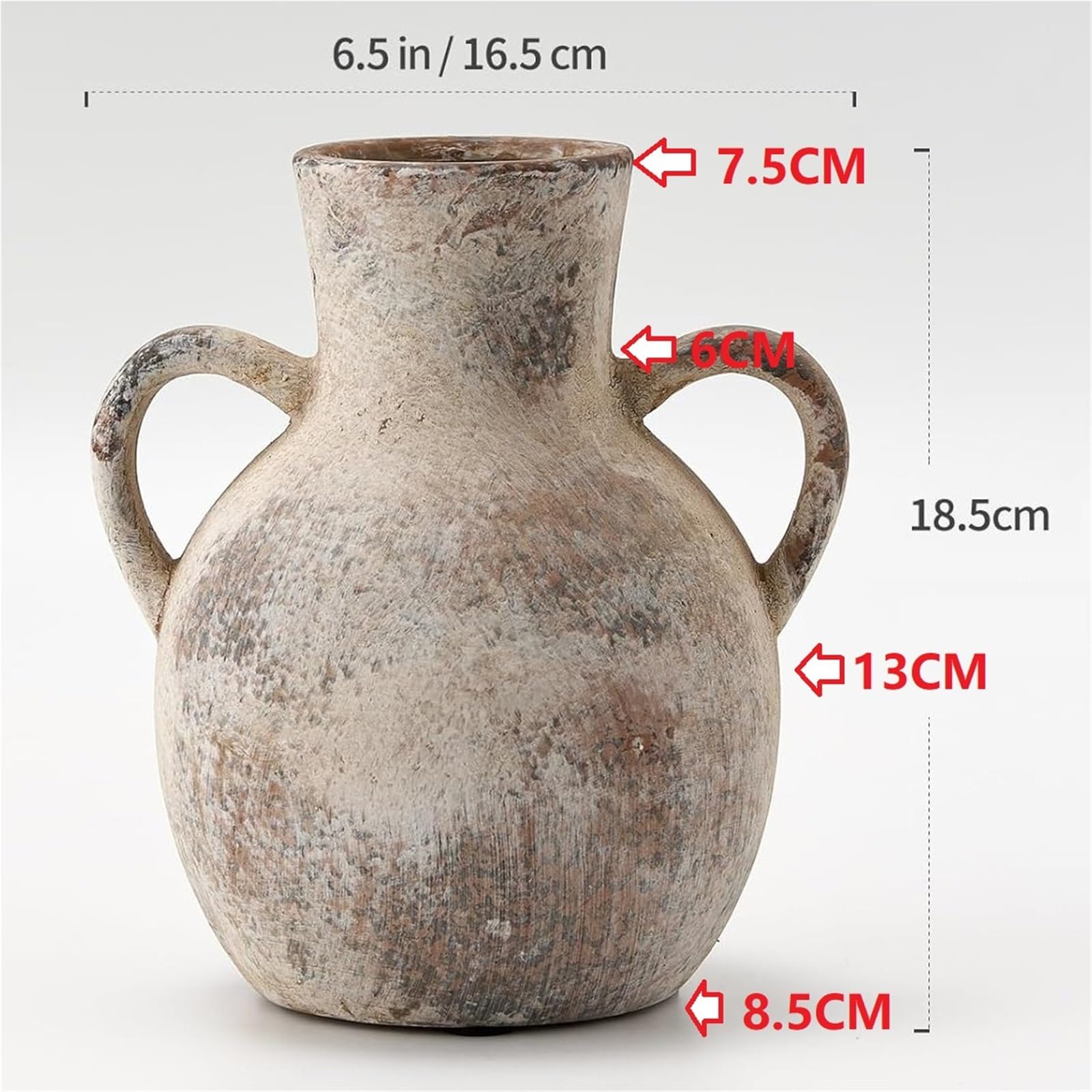Keramikvase mit Zwei Griffen, Vintage-Dekoration für Blumenarrangements, Tischdekoration und Accessoires