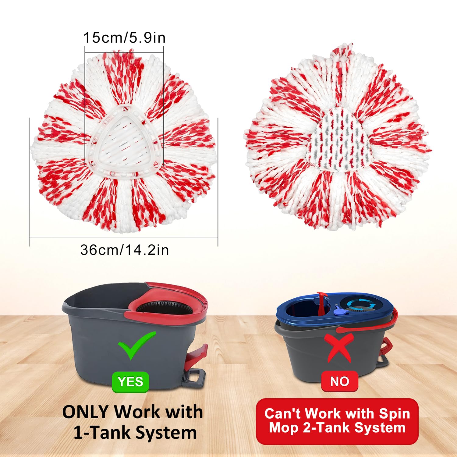 Paquete de 3 recambios mejorados de limpieza profunda compatible con el sistema de fregona y cubeta O Ceda EasyWring Spin Mop y Bucket de microfibra para Oceda Easywring 1 sistema de fregona de giro,
