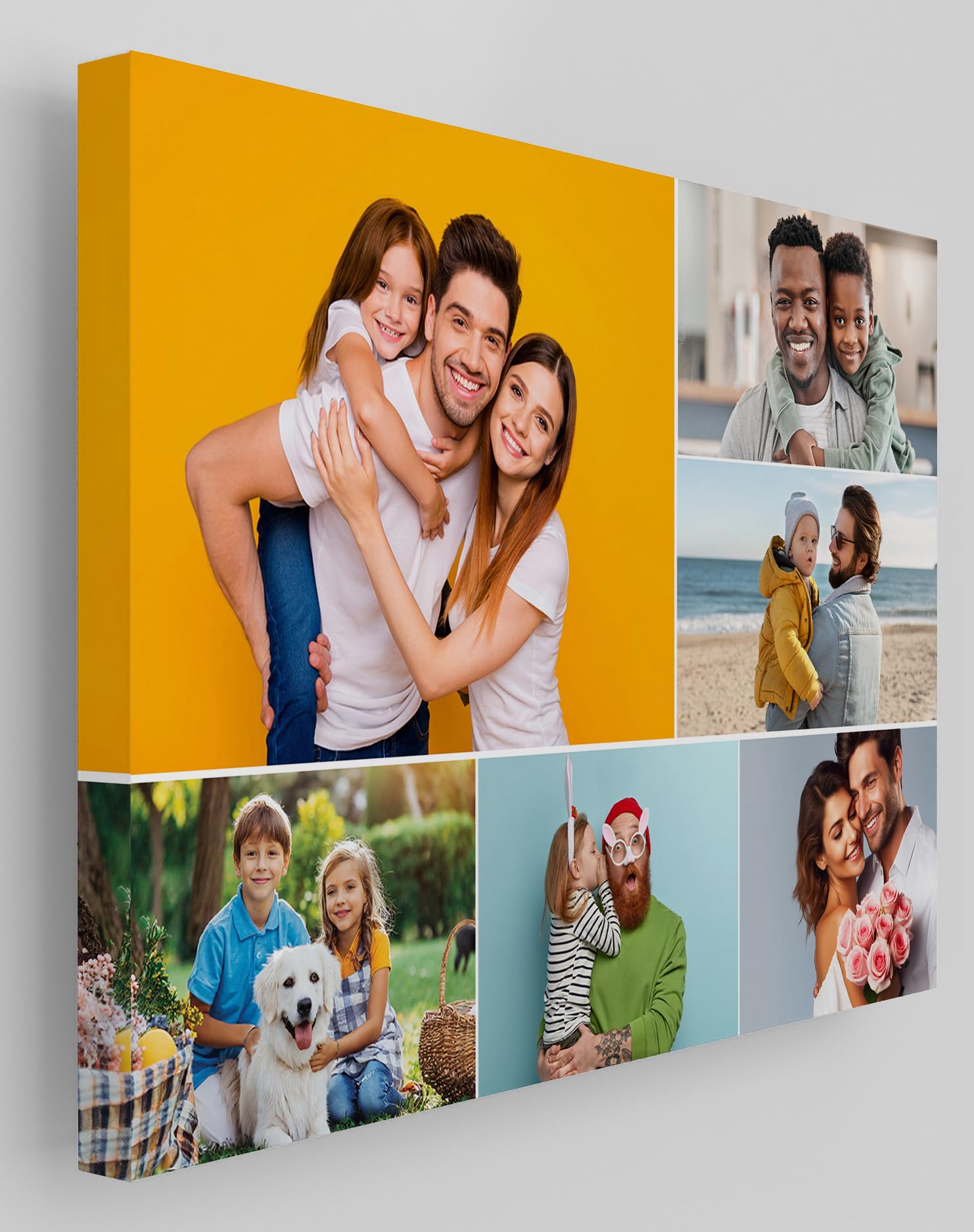 Star Online Personalised Canvas Photo Prints Custom Gallery Framed Family & Pet - Birthday Gifts For Men & Home Décor For Living Room (6 Pictures Collage)