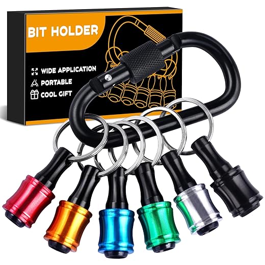 Bit Holder Keychain Stocking Stuffers - Screwdriver Bits Holder Gifts for Men 1/4 Hex Shank Unique Christmas Gifts Cool Gadgets Drill Bit Holder Tool Screw Adapter Birthday Gifts Ideas for Dad Adult