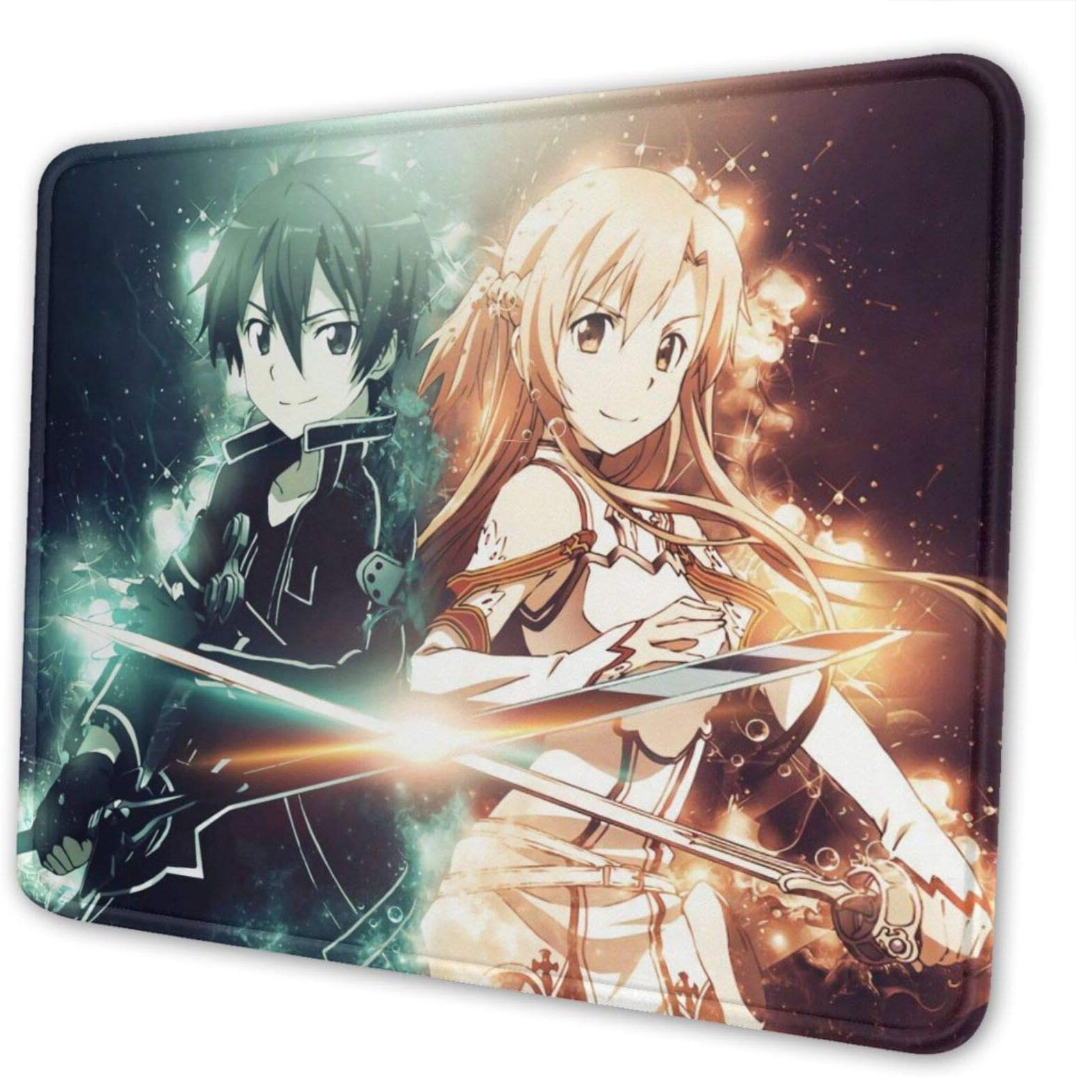 Japan Anime Mouse Pad Sword Art Online Black and White Sword Dance Non-Slip Mouse Mat Gaming Mousepad for Laptop Computers 7.9x9.5 inch