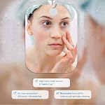 XoYo-Large Fogless Shower Mirror (11inX7.48in) Includes 1 Adhesive Hooks, Anit-Fog Shower Mirror, Shower Makeup Shave Mirror, Frameless Shower Mirror, Wall Hanging Mirror (Round)