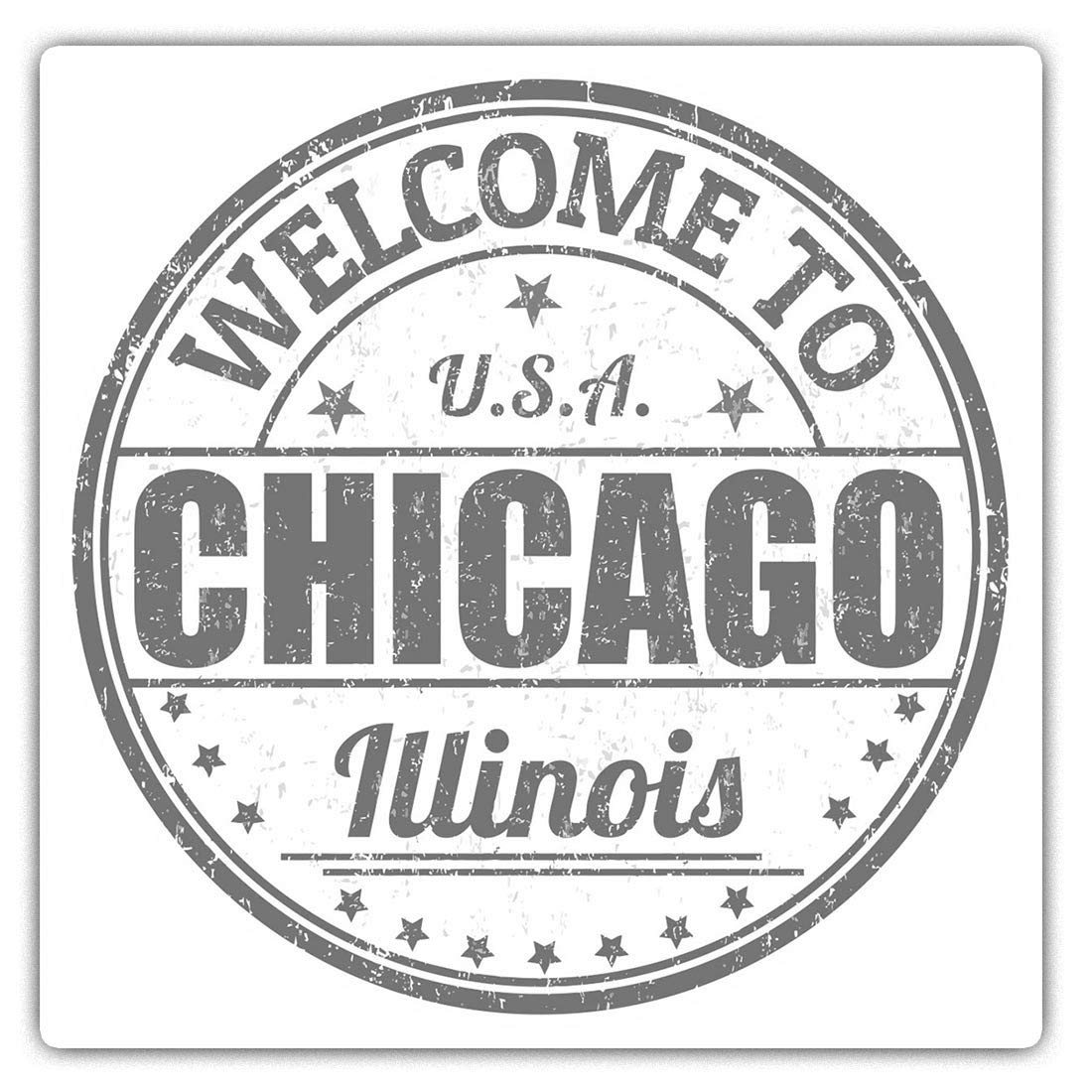 Destination Vinyl Ltd Multi 2 X Square 10Cm Vinyl Stickers - Chicago Illinois Usa America Travel 40577
