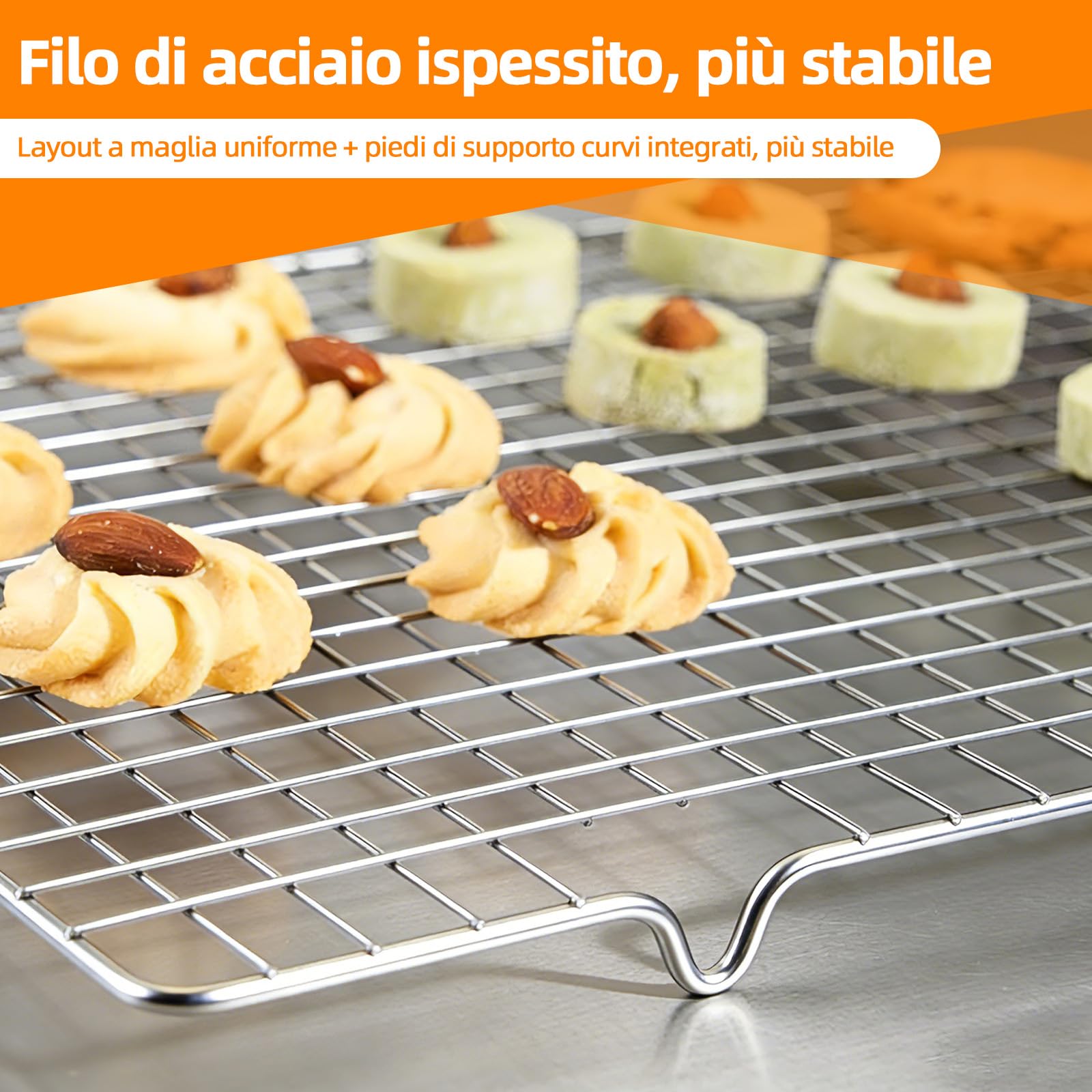Griglia Forno Universale di Raffreddamento 43x29 cm - Pasticceria in Acciaio Carbonio Antiaderente, Rettangolare Griglia Raffreddamento di Torte e Pasticcini per Cucinare, Panificazione, Grigliare - 3