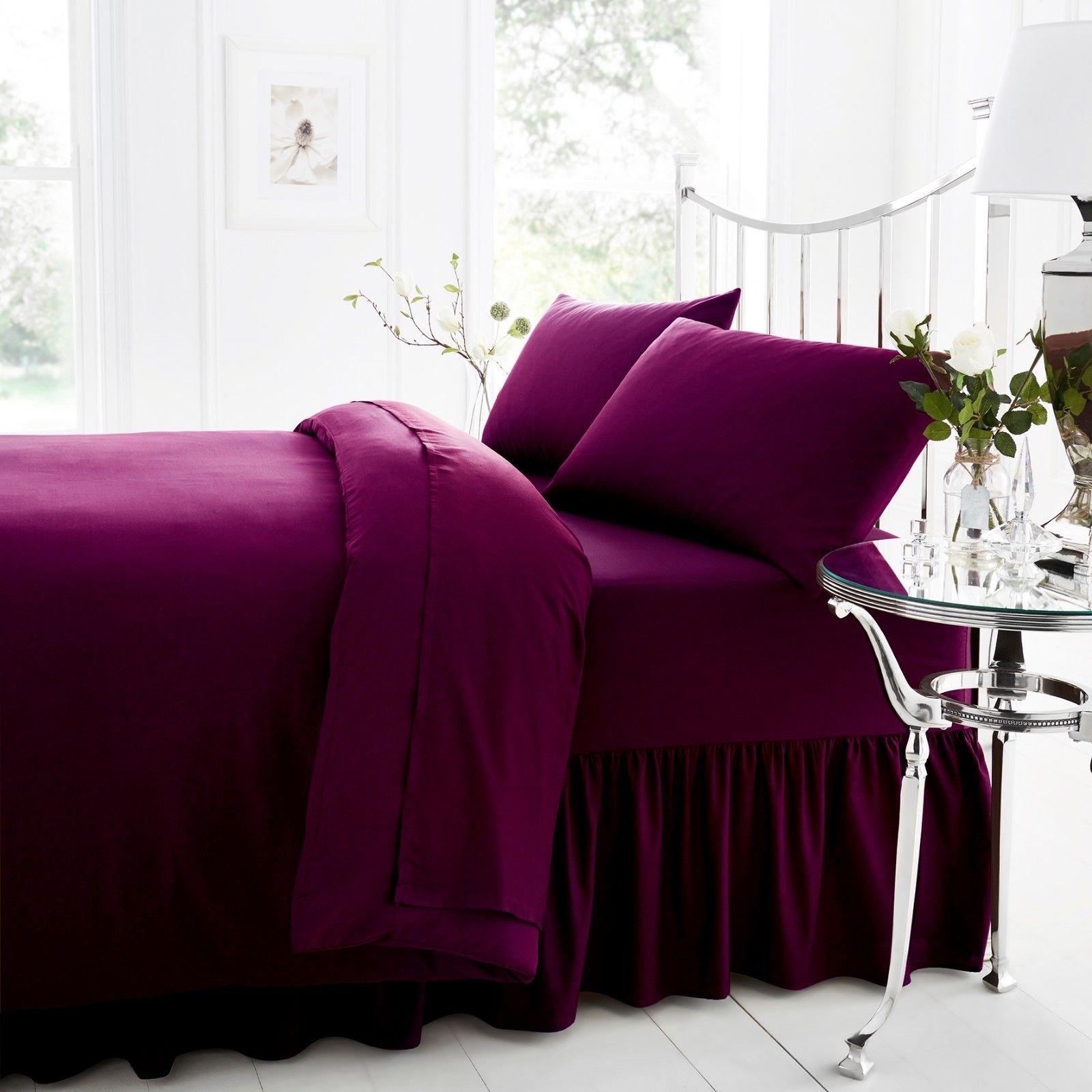 GC Percale Non Iron 180 Thread Count Cotton Rich Luxurious Super Soft Cosy Easy Care Flat Sheets/Pillowcases (Berry, Pillowcase Pair)