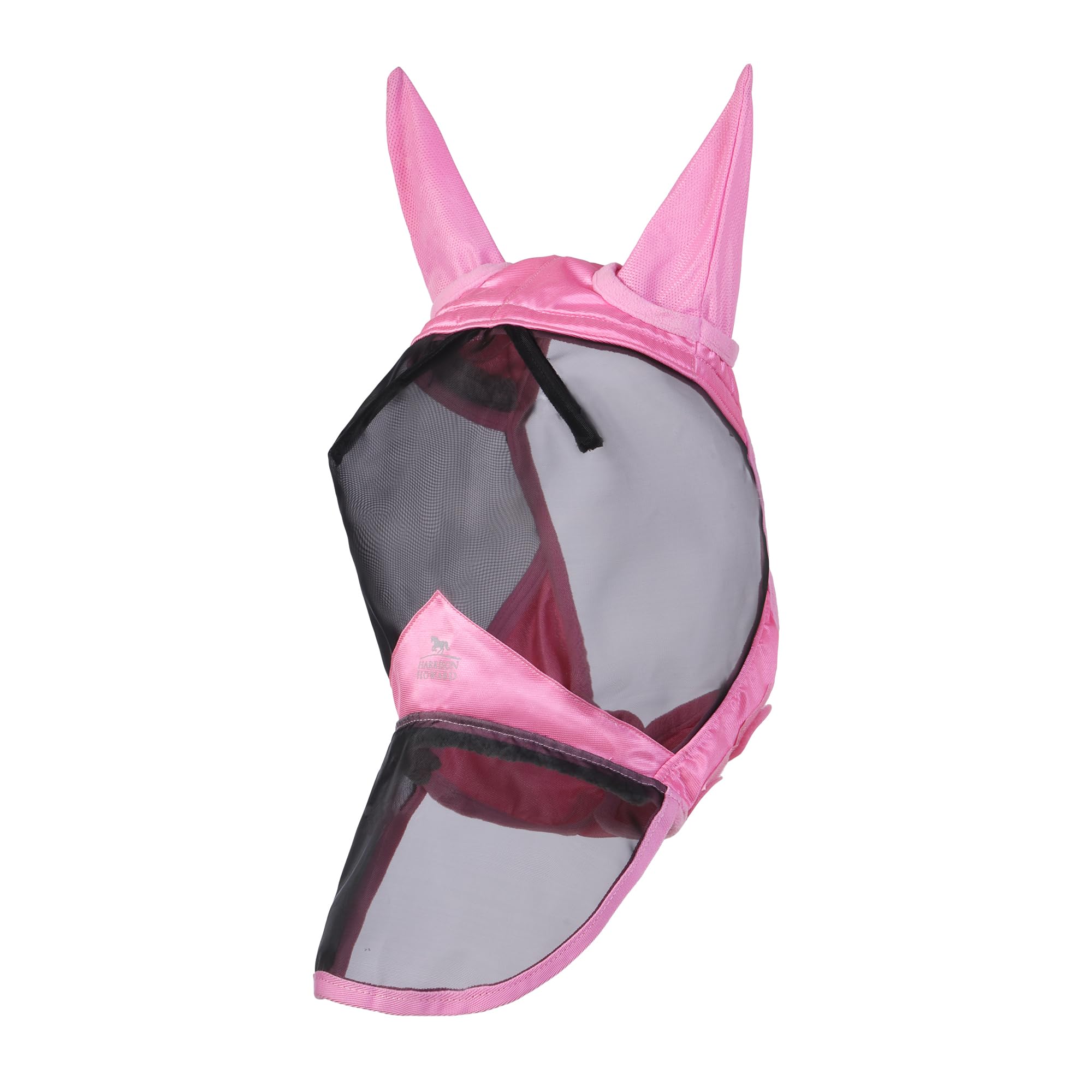 Harrison Howard CareMaster Pro Luminous Cheval Masque Anti-Mouches Nez Long avec Oreilles Protection UV pour Cheval-Rose Clair (M)