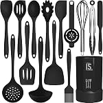Ensemble d'ustensiles de cuisine en silicone - Ustensiles de cuisine résistants à la chaleur jusqu'à 446°F, spatule, pince, cuillère, brosse, fouet, ensemble d'outils pour ustensiles de cuisine pour ustensiles antiadhésifs, lavable au lave-vaisselle (sans BPA)