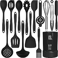AOTHOD Silicone Cooking Utensils Set: 446°F Heat Resistant, 15-Piece BPA-Free Kitchen Tools for Nonstick Pans, Dishwasher Safe