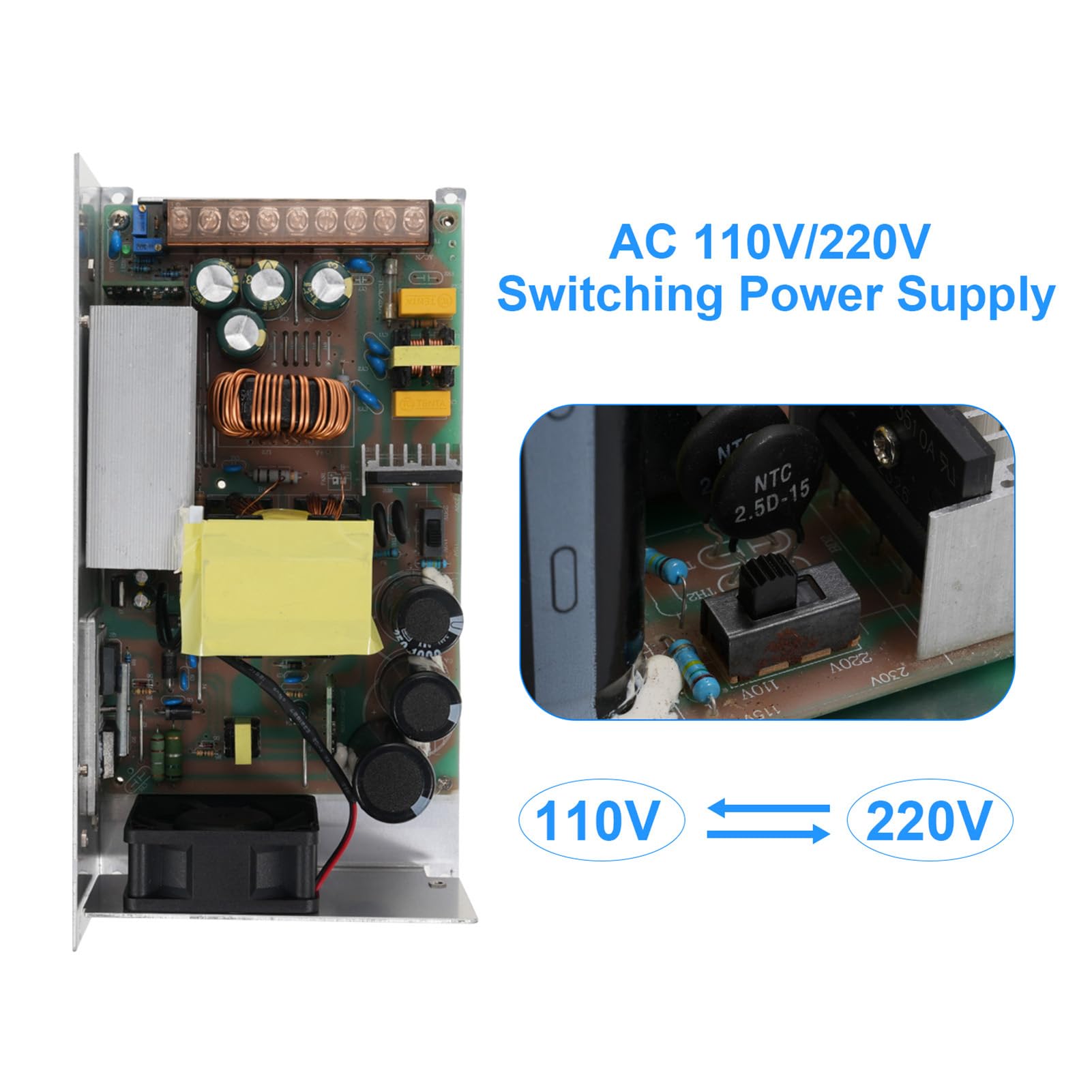 aqxreight Zasilacz Impulsowy 1200 W, Zasilacz LED 48 V 25 A z Zabezpieczeniem Przeciwprzepięciowym i Przeciążeniowym Zwarciowym, do Taśmy LED Kamera CCTV Drukarka 3D Subwoofer Samochodowy
