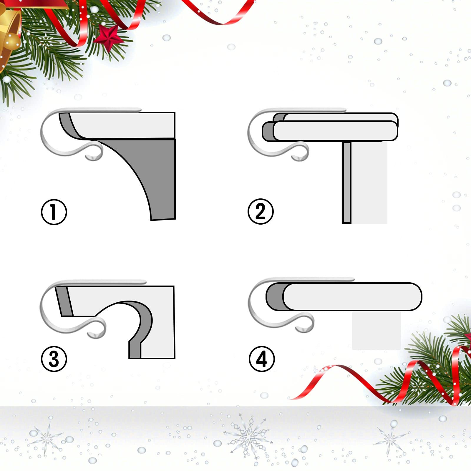 4 Ganci Per Calze Di Natale In Metallo Argento - Supporti Camino Antiscivolo, Porta Calze Natalizie - Foto 4