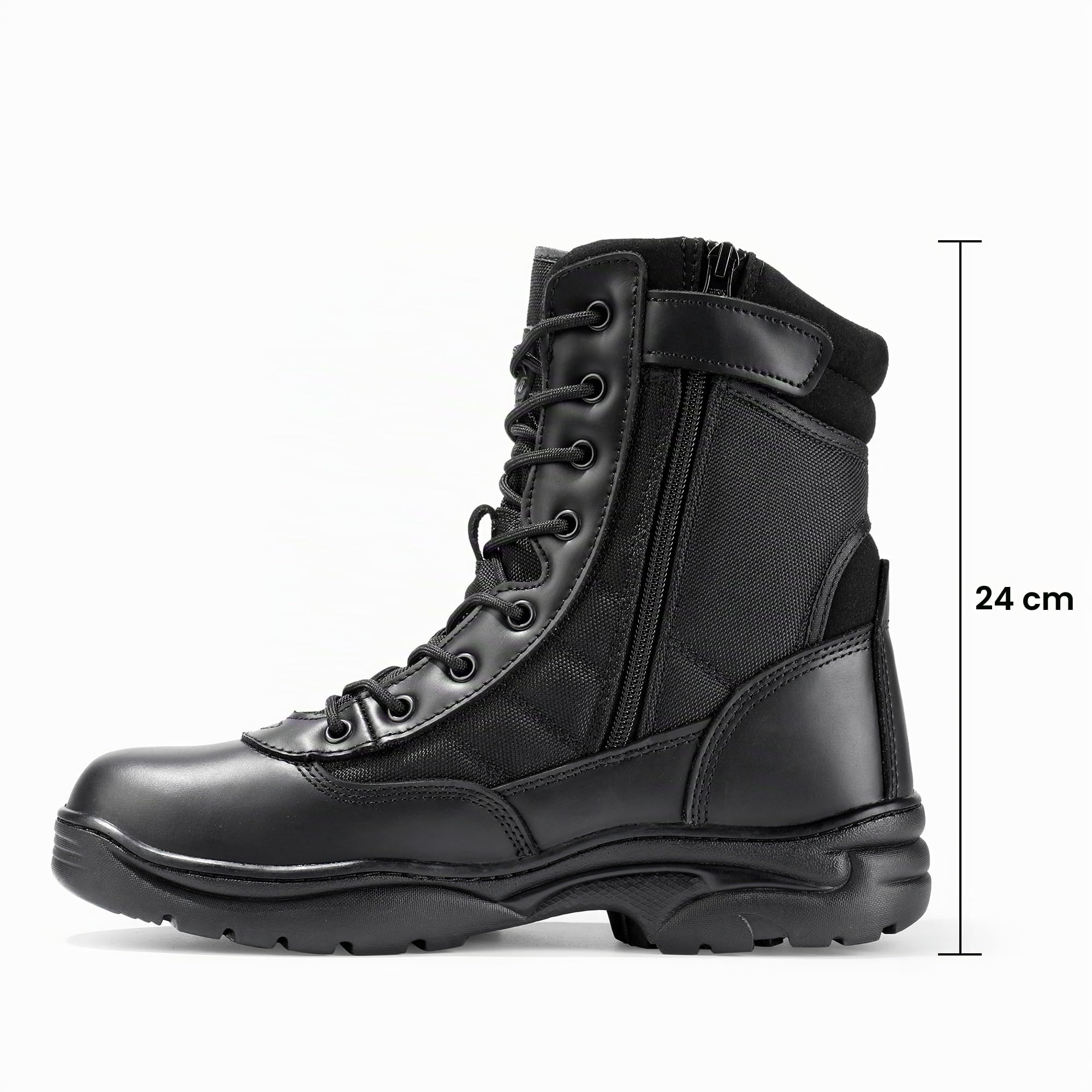 NORTIV 8 Herren Militärische Taktische Arbeitsstiefel Security Einsatzstiefel Boot Zipper Militär Kampfstiefel Springerstiefel