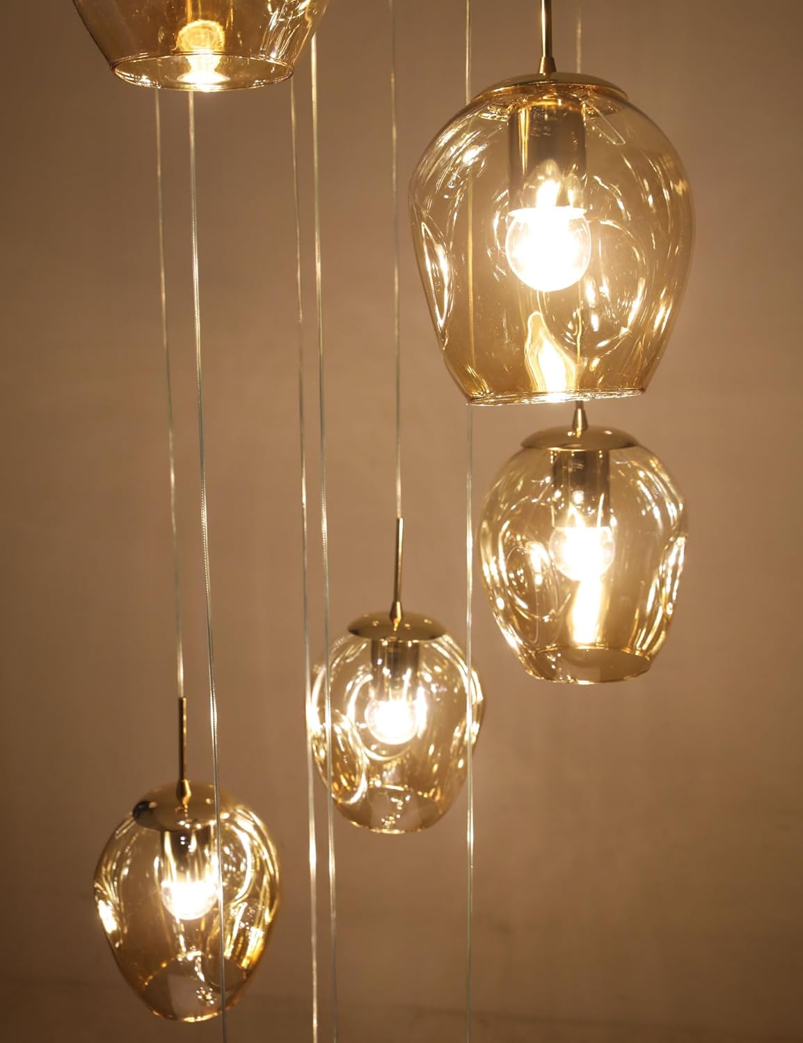 10-Lights Modern Crystal Chandeliers，High Ceiling Long Raindrop Ceiling Light Foyer Chandeliers for Villa Living Room，Spiral Staircase Lighting-W19.7" X H118.2