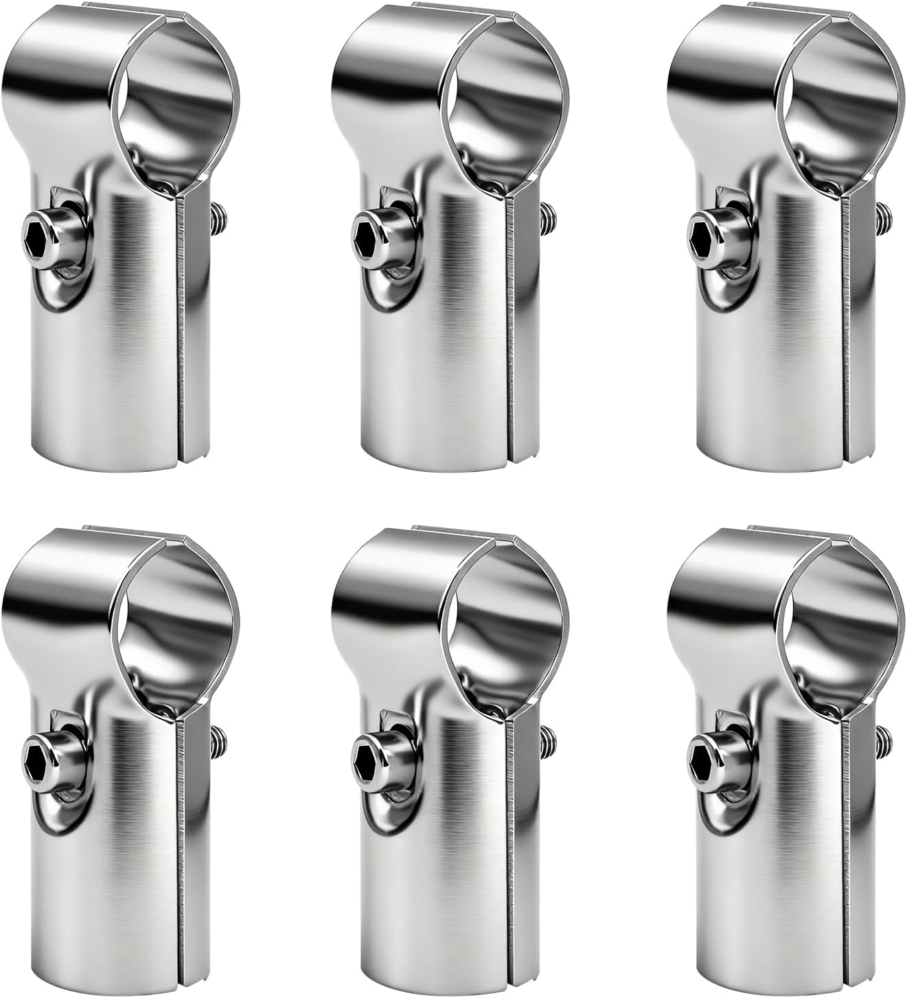 6 Sets T Pipe Clamp, 25mm(OD.1inch) Stainless Steel Tee Fitting for Pipe Fence End Rails