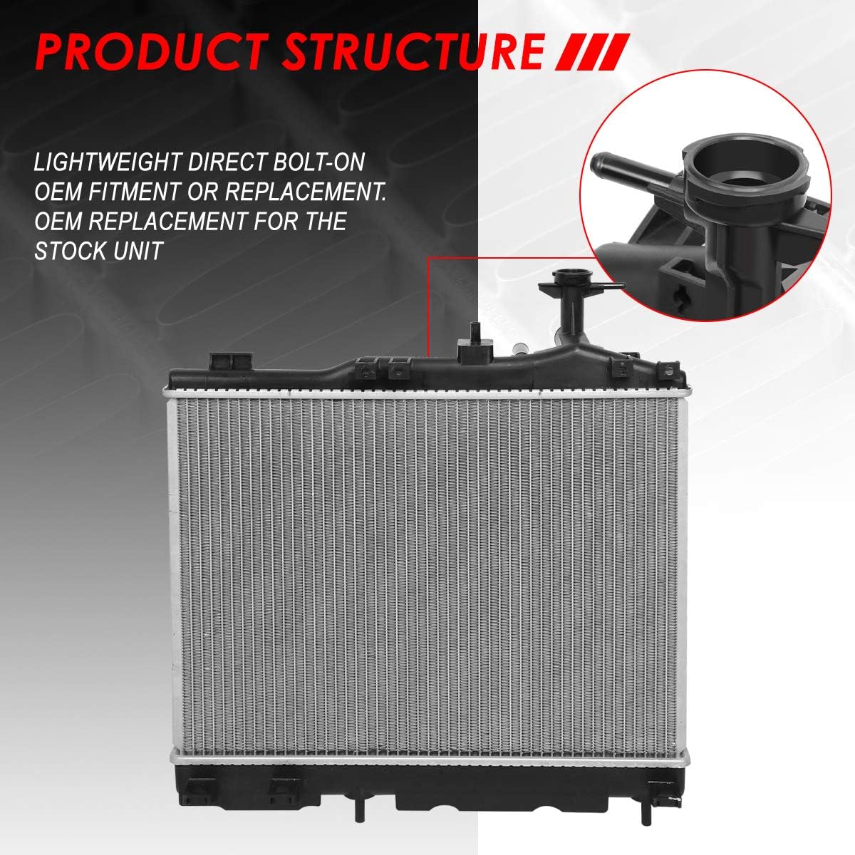 Auto Dynasty Radiator Compatible with 2014-2019 Dodge Attitude Mitsubishi Mirage / G4 1.2L AT, DPI 13469 Factory Style 1-Row Cooling Radiator, Aluminum Core