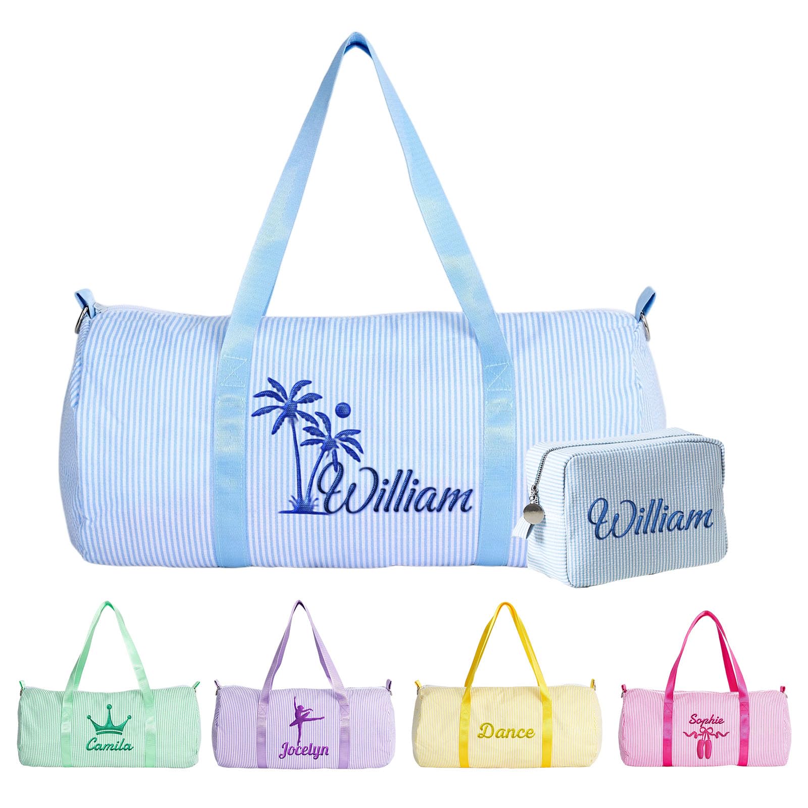 Personalised Toddler Dance Duffle Bag with Embroidered Name Custom Travel Bag Customized Ballet Weekend Gym Camping Overnight Bag (Blue)