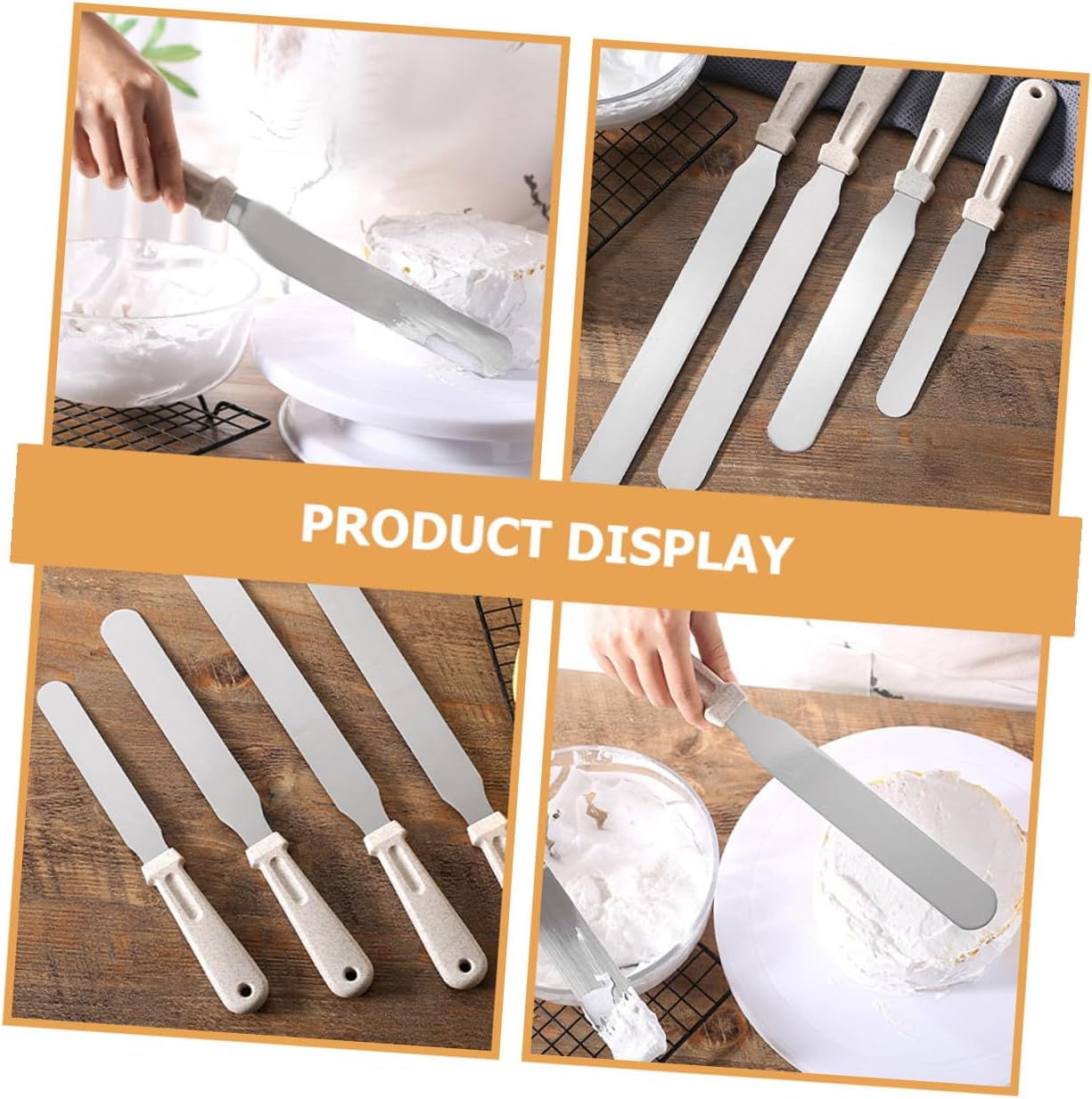 3pcs Cake Spatula with Long Handle for Smooth Frosting