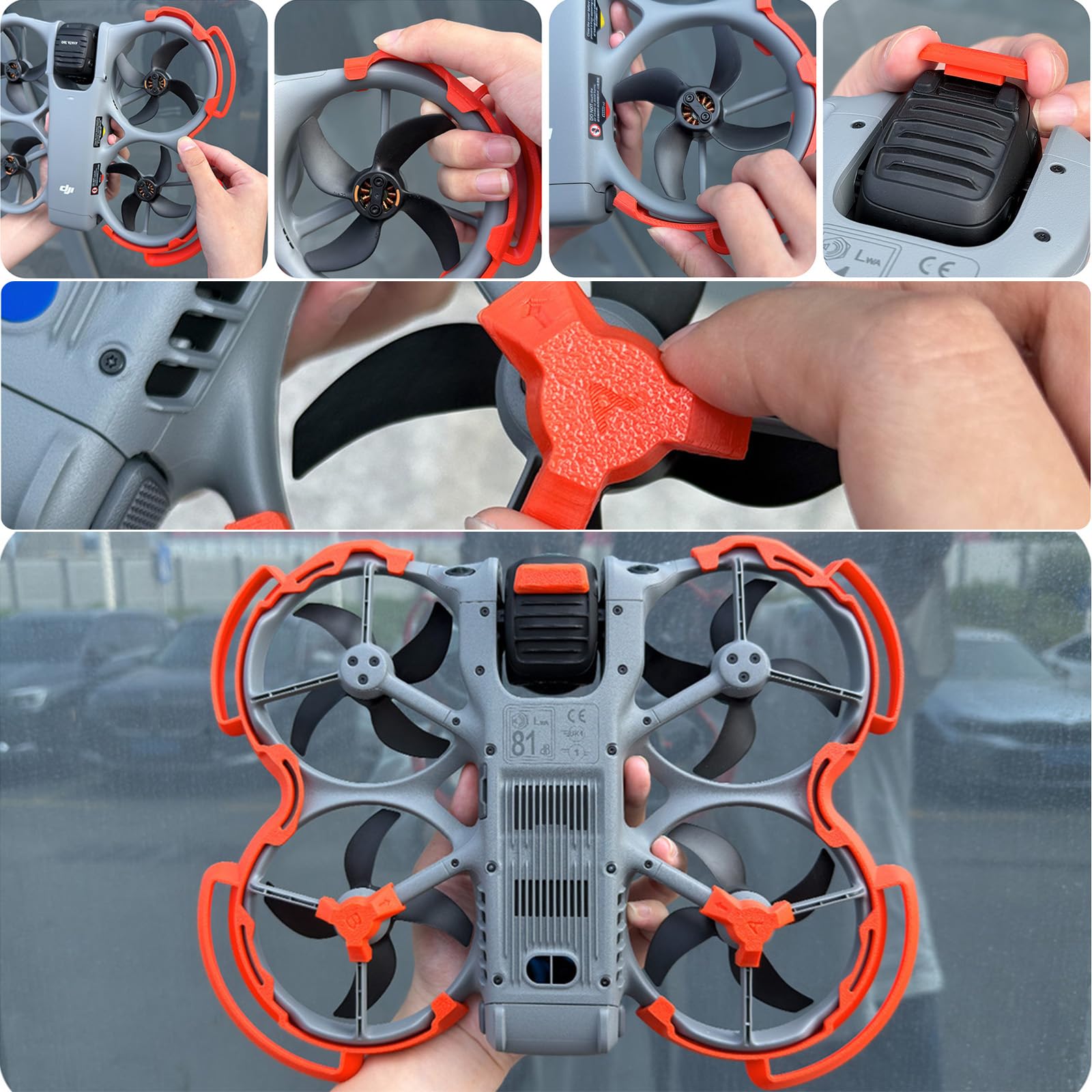 Protezione Kit per DJI Avata 360, Eliche Protezione + Carrello di atterraggio, Gimbal Copertura protettiva Anelli paracolpi Gambe allungate Drone Supporto Accessori per DJI Avata 360 (Black)
