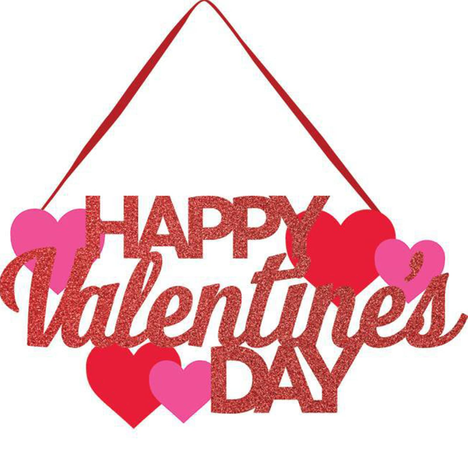 Tttllnn Red Happy Valentine's Day Sign Valentine's Day Love Heart Pendant Hanging Ornament For Home Party Wall Window Door Decoration Supplies