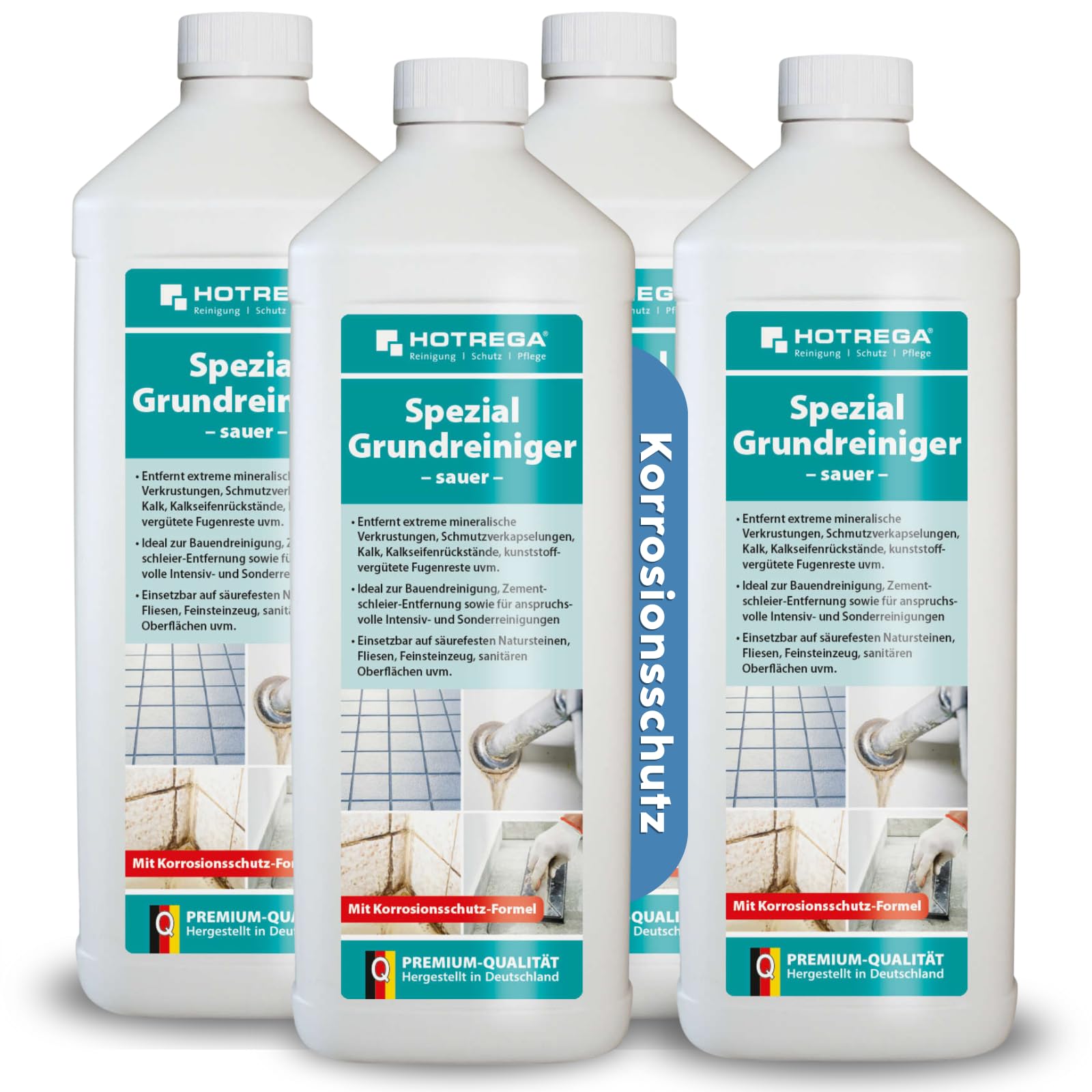 HOTREGA Spezial-Grundreiniger sauer 4x 1L Konzentrat | Fliesenreiniger