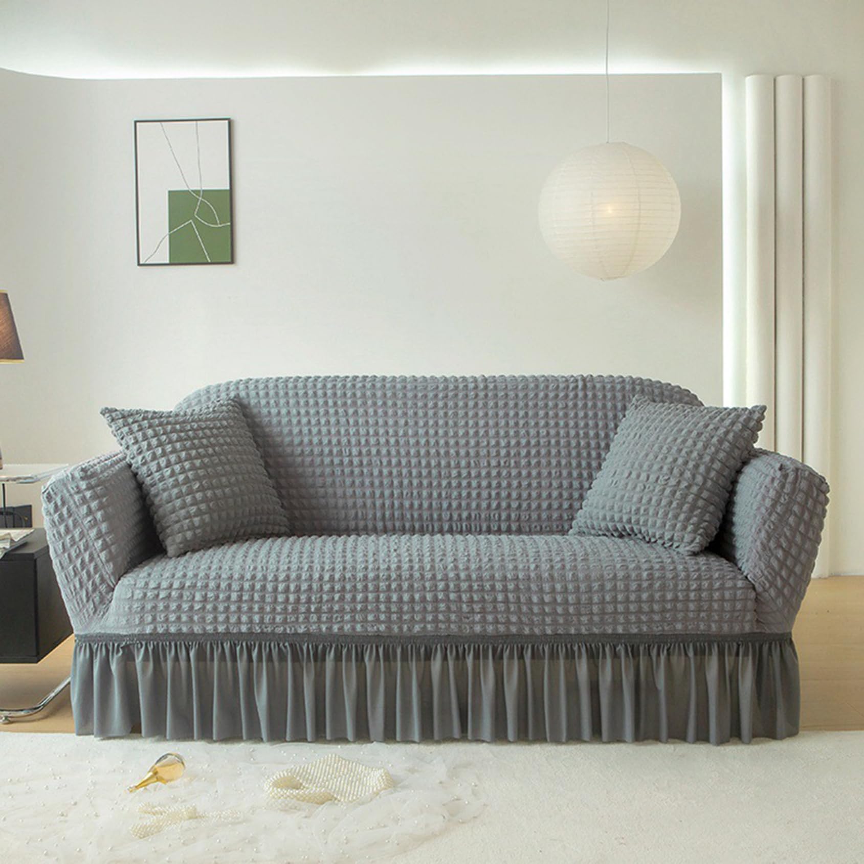 Qlkiybg L Sofa Covers With 2 Pillowcase, Universa Fitted Sofa Slipcover, Sofa Cover Stretch 1 2 3 4 Seater, Super Soft Couch Covers, Al-Inclusive Couch Covers, Furniture Cove(Size:2 Seater(145-185Cm),Color:l)
