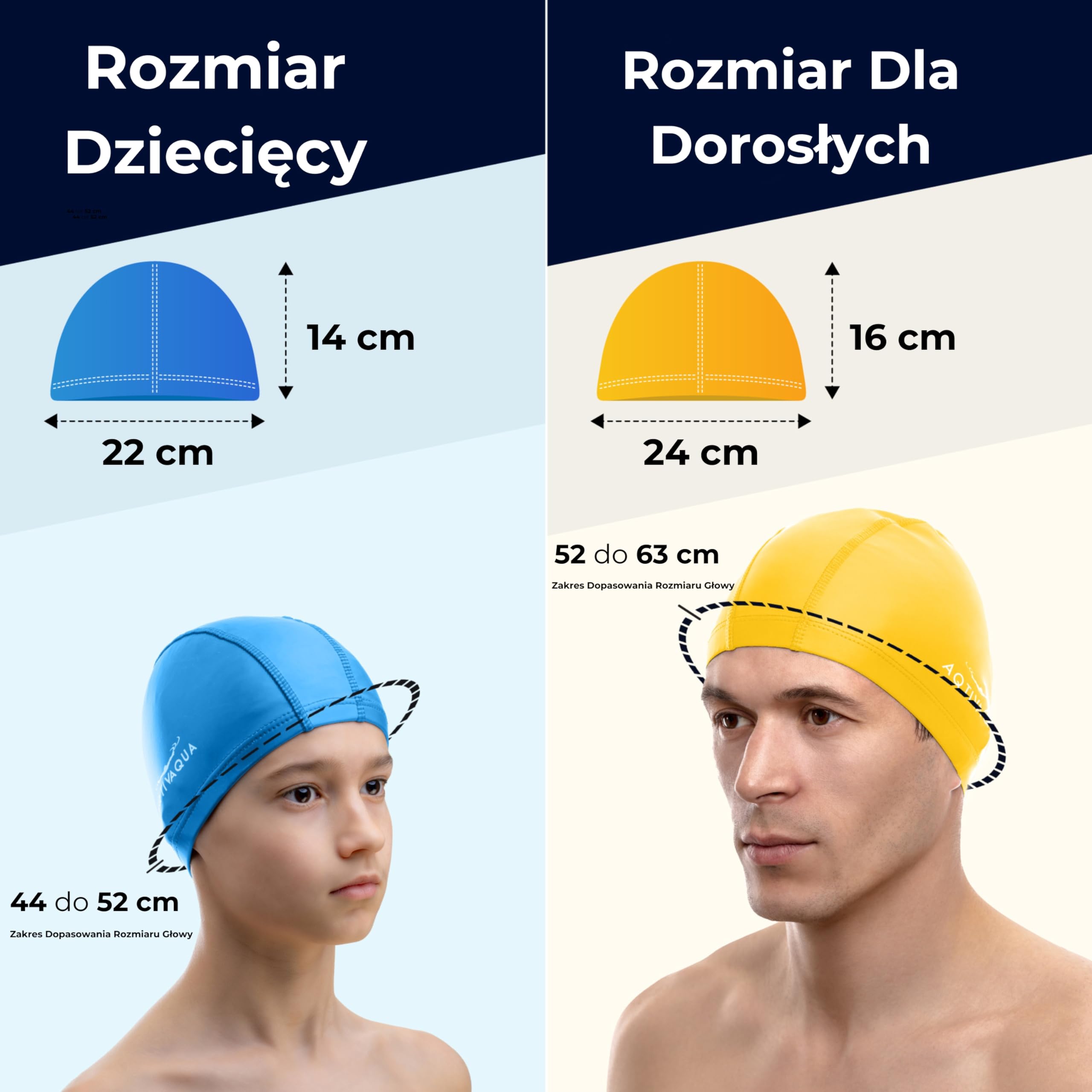 AqtivAqua Czepek Pływacki ze Spandeksu, z Warstwą Ochronną dla Dorosłych Mężczyzn Kobiet