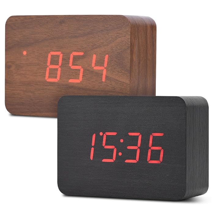 Buy Wooden Alarm Clock, Digital Clock for Bedrooms LED Modern Wooden