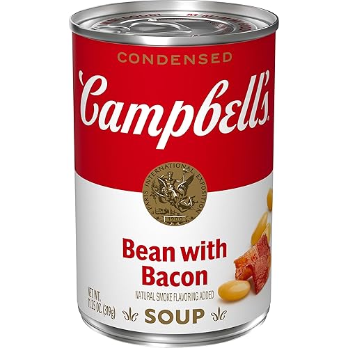 Campbell's - Sopa condensada de frijol con tocino, sabor natural ahumado añadido, lata de 11.25 oz
