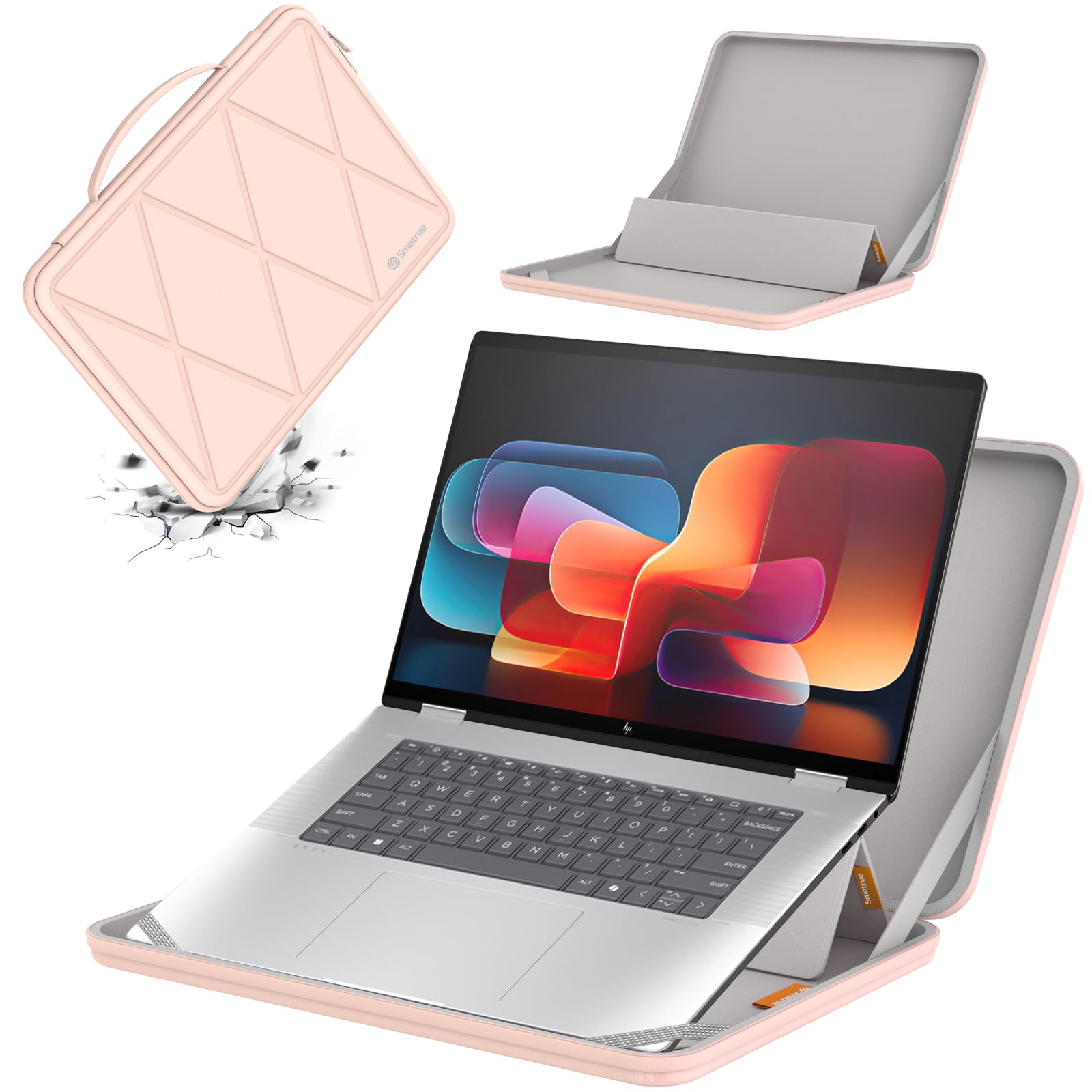 Smatree MS85T Twardy futerał ochronny EVA ze stojakiem kompatybilny z laptopem HP Envy x360 2 w 1 16t-ac000, do laptopa 15.6 cala 15/15t, dla 15,6-calowego HP 255 G9 Notebook PC, różowy
