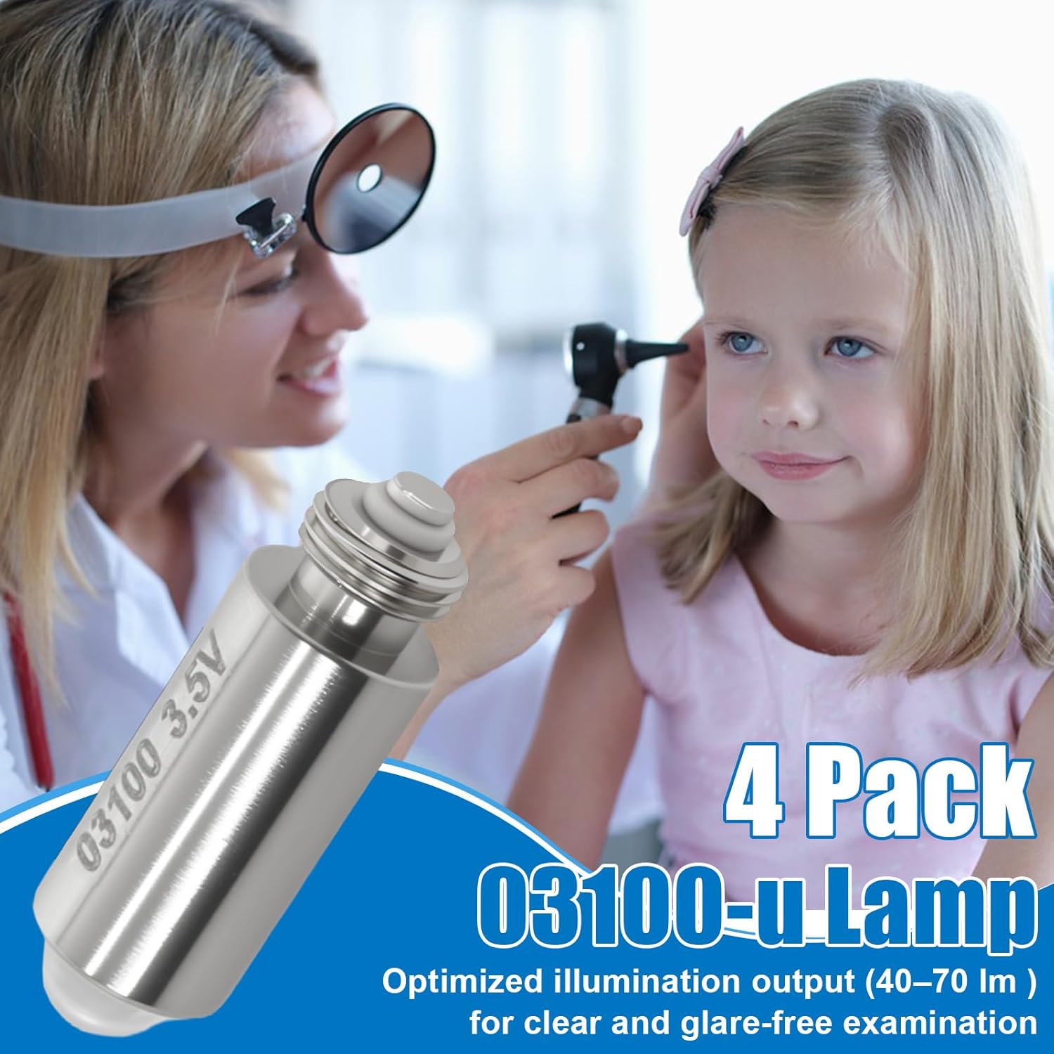 Swess 03100-U Halogen Replacement Bulbs Compatible with Welch A-llyn Otoscopes, 3.5 Volt Replacement Bulbs, 4 Pack