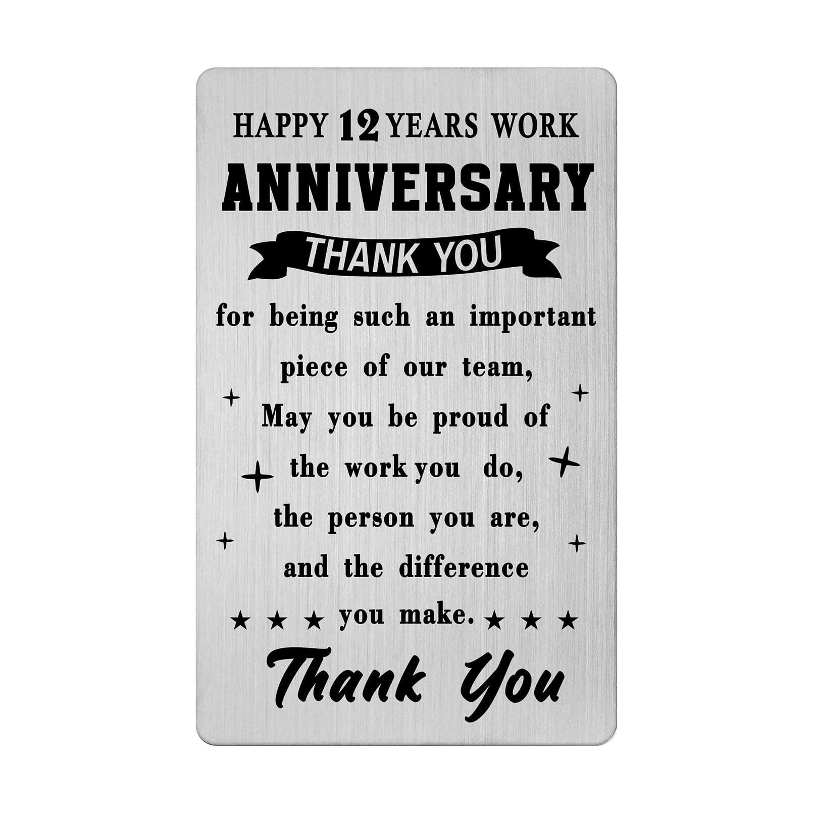 Emideary Happy 12 Years Work Anniversary Keepsake Card for Women Men